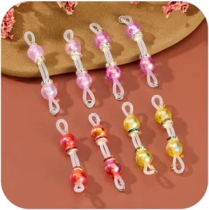 4 Pairs Handmade Fake Nipple Rings,Adjustable Nipple Nooses with 8mm Silicone Multicolor Beads and Barbells,Non-Piercing Faux Nipple Piercing Comfortable Everyday Wear Cute Body Jewelry