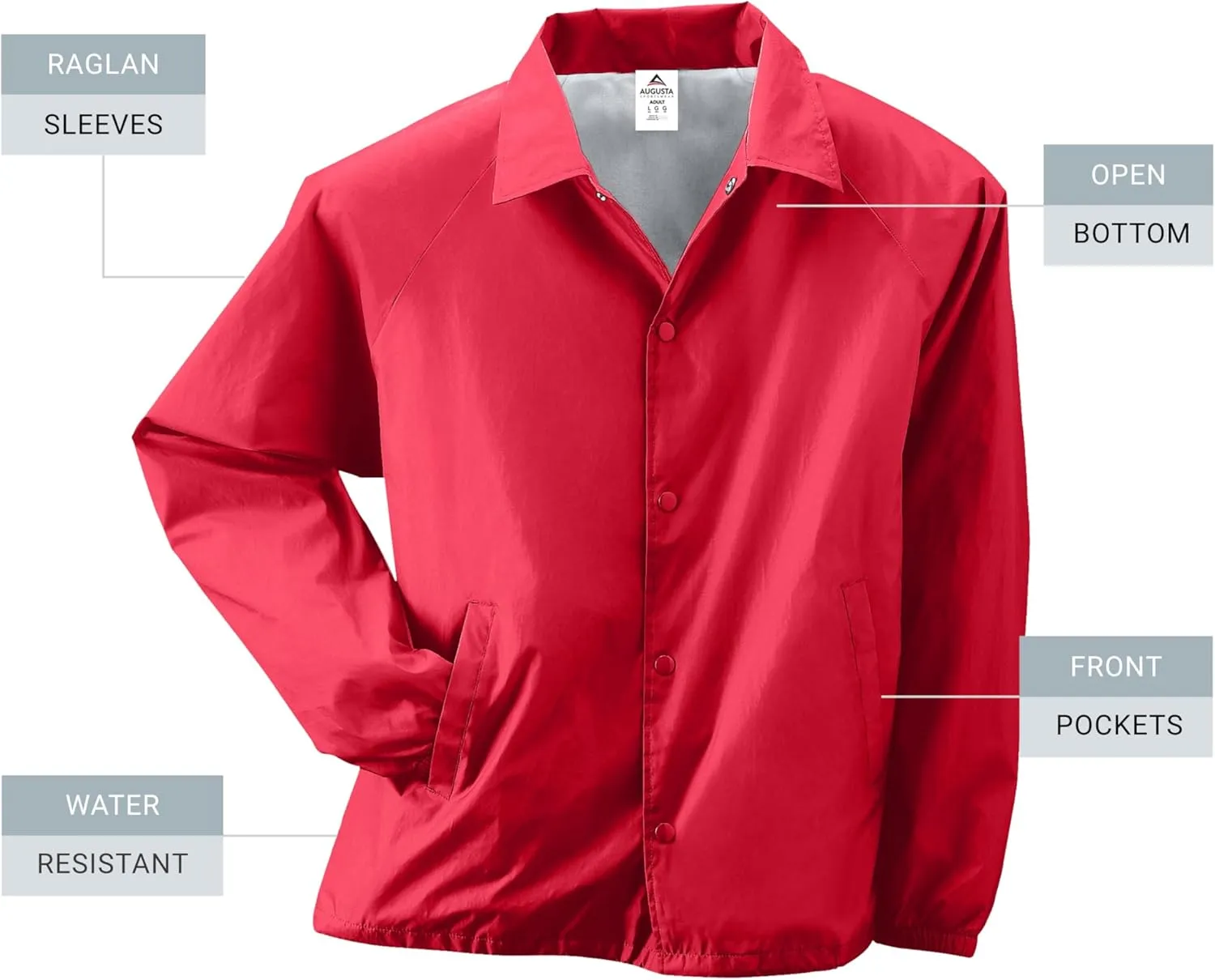 Augusta Sportswear Nylon Coach's Jacket/Lined - Rain-Ready, Water-Resistant Outerwear for Coaches & Outdoor Activities