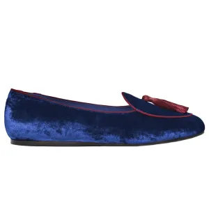 Blue Velvet Flat Shoe
