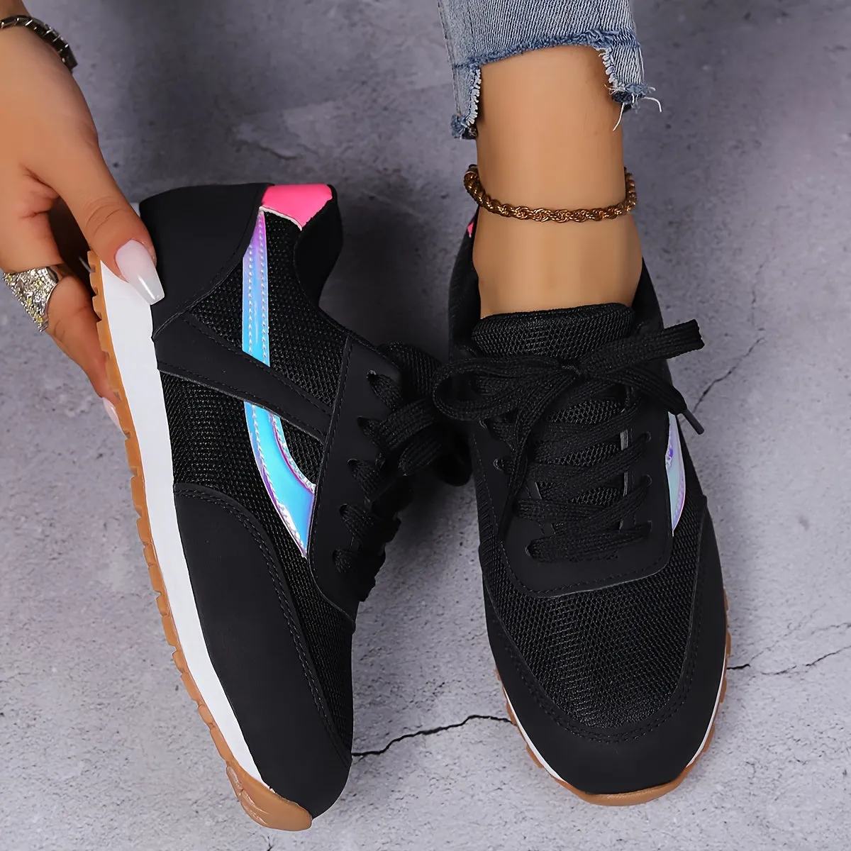 Chloe | Black Casual Sneakers with Breathable Comfort