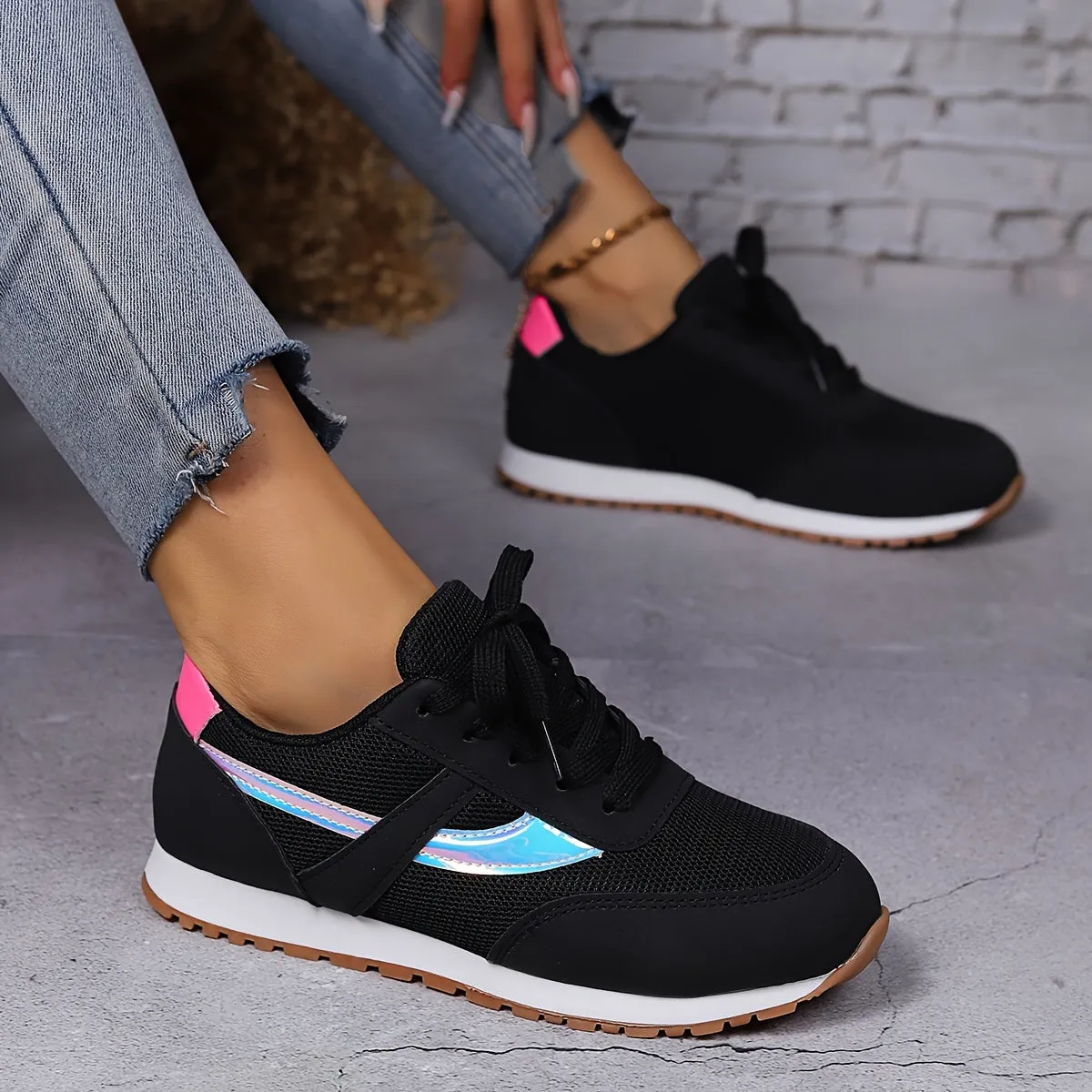 Chloe | Black Casual Sneakers with Breathable Comfort