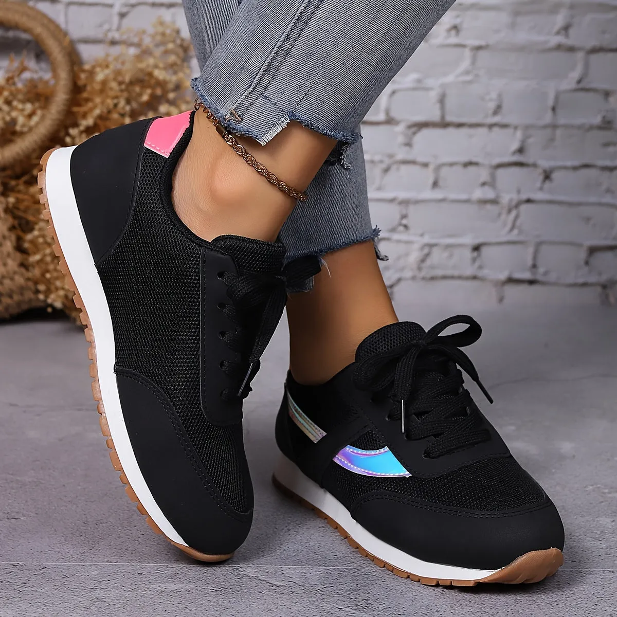 Chloe | Black Casual Sneakers with Breathable Comfort
