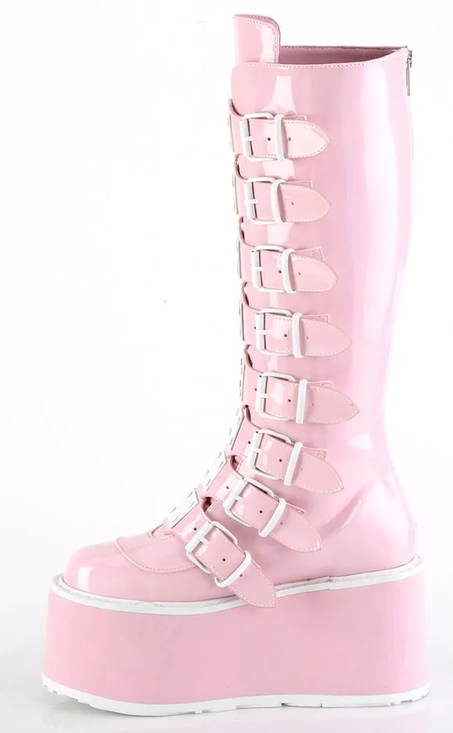DAMNED-318 Baby Pink Holographic Boots (Au Stock)