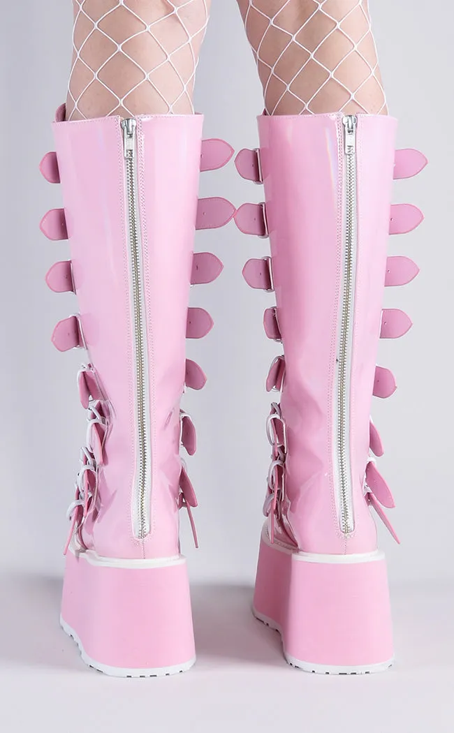 DAMNED-318 Baby Pink Holographic Boots (Au Stock)