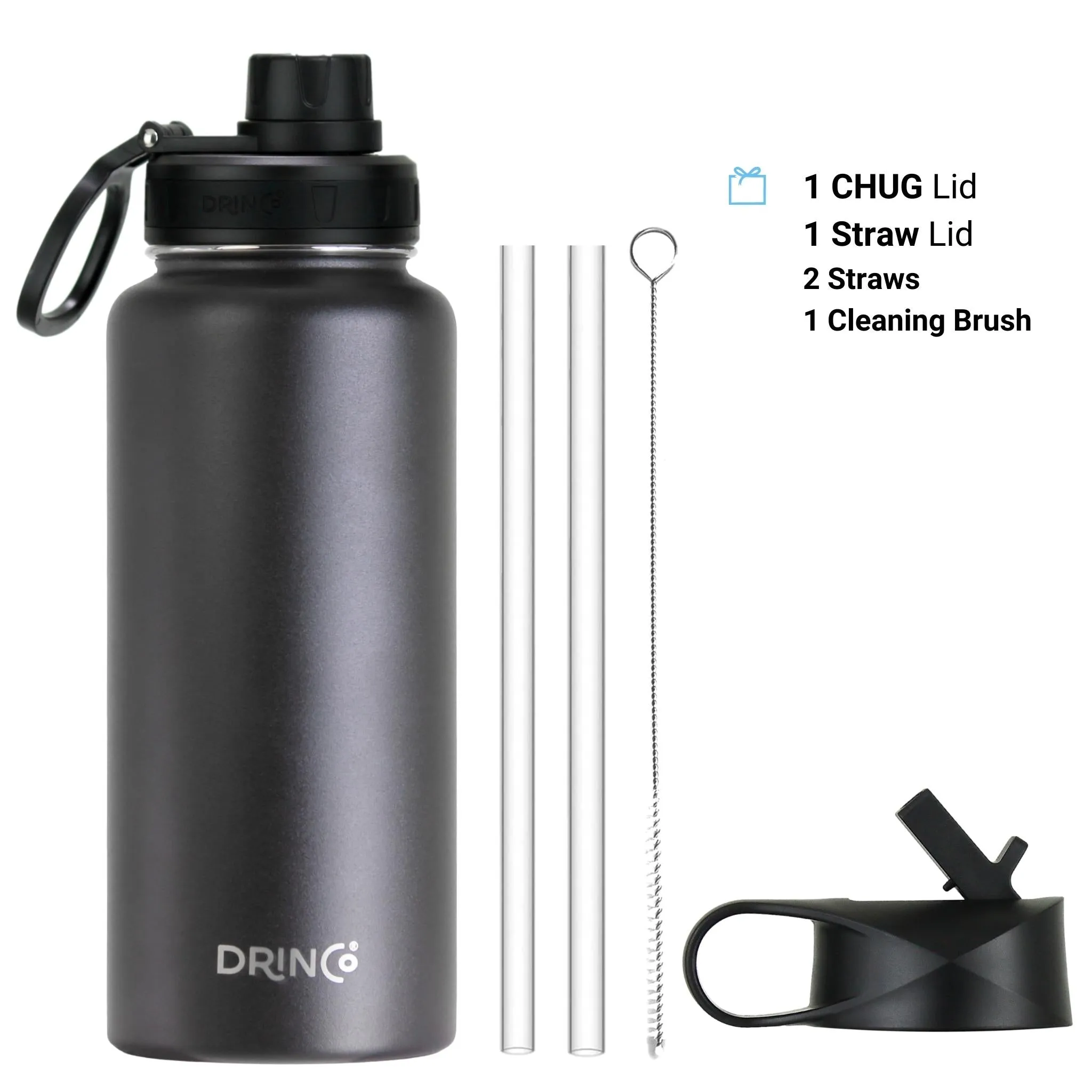 DRINCO 32oz Stainless Steel Water Bottle - Black