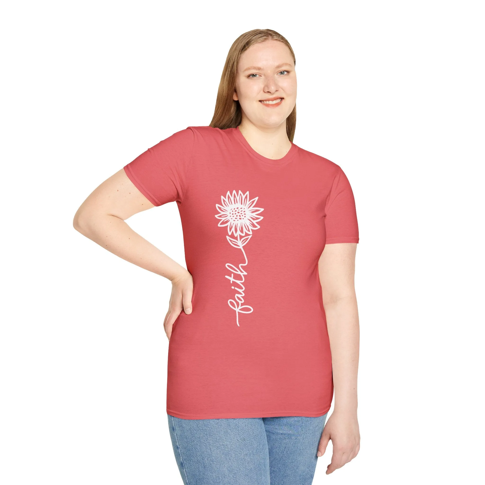 Faith-Inspired Unisex Softstyle T-Shirt - Floral Design for Everyday Wear