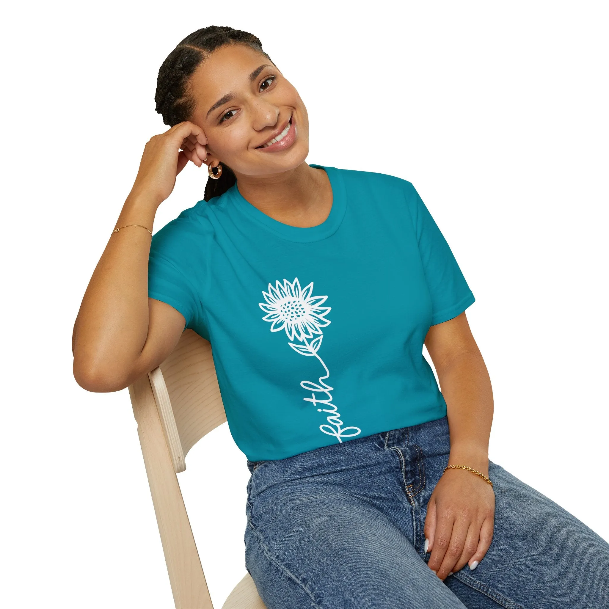 Faith-Inspired Unisex Softstyle T-Shirt - Floral Design for Everyday Wear