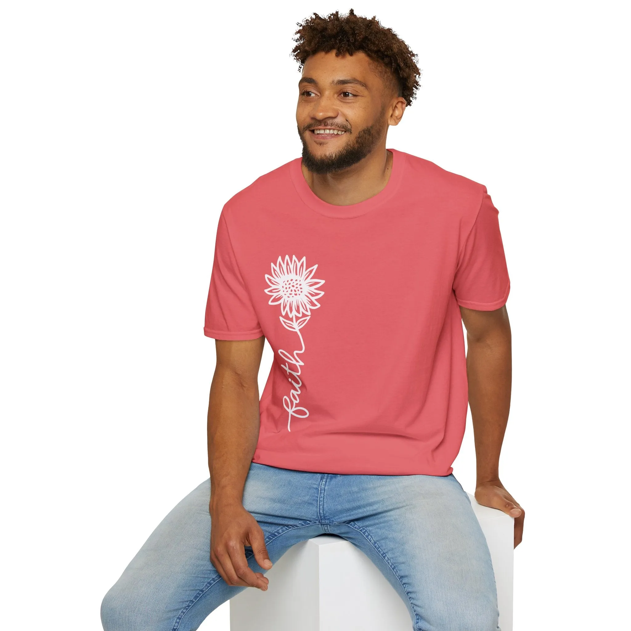 Faith-Inspired Unisex Softstyle T-Shirt - Floral Design for Everyday Wear