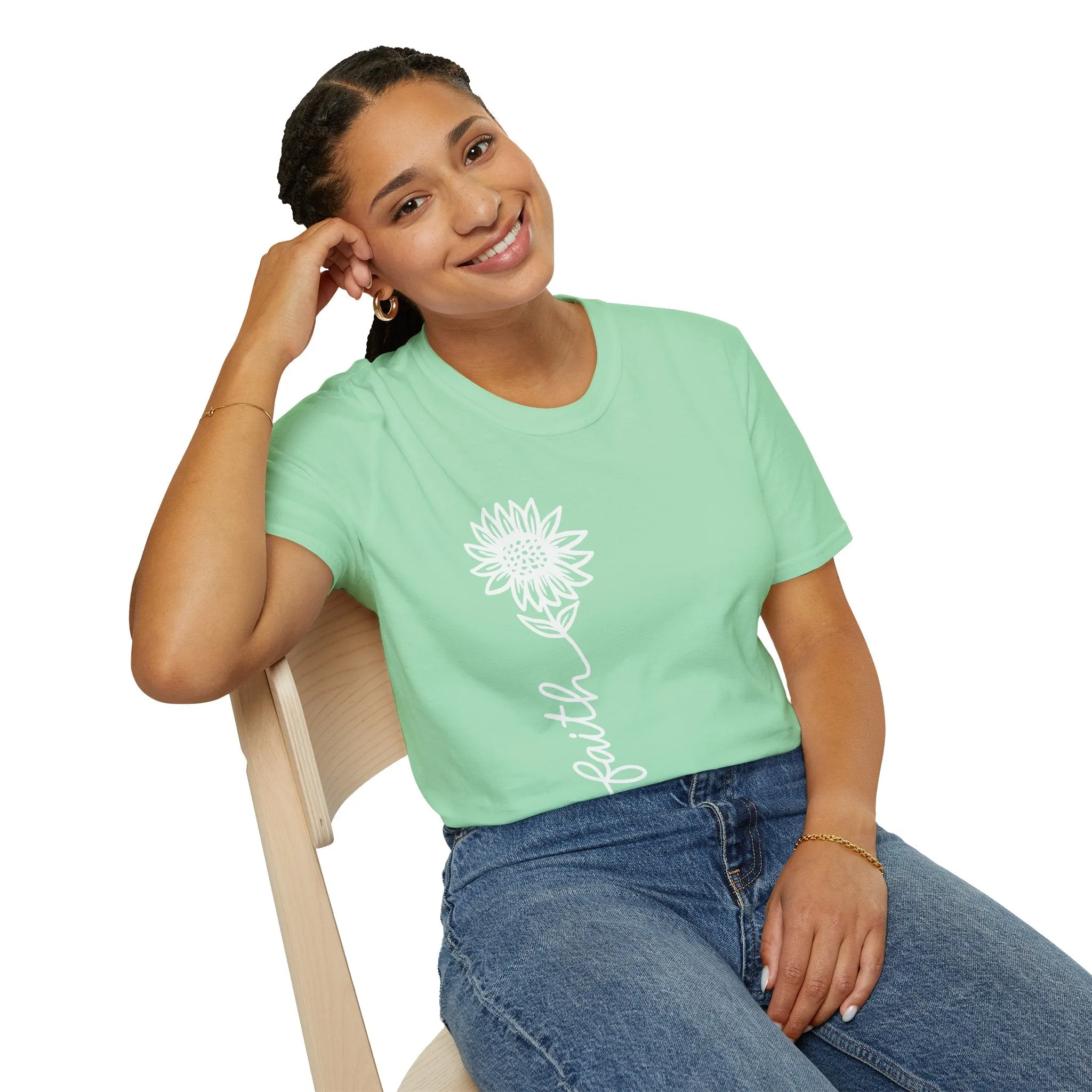 Faith-Inspired Unisex Softstyle T-Shirt - Floral Design for Everyday Wear