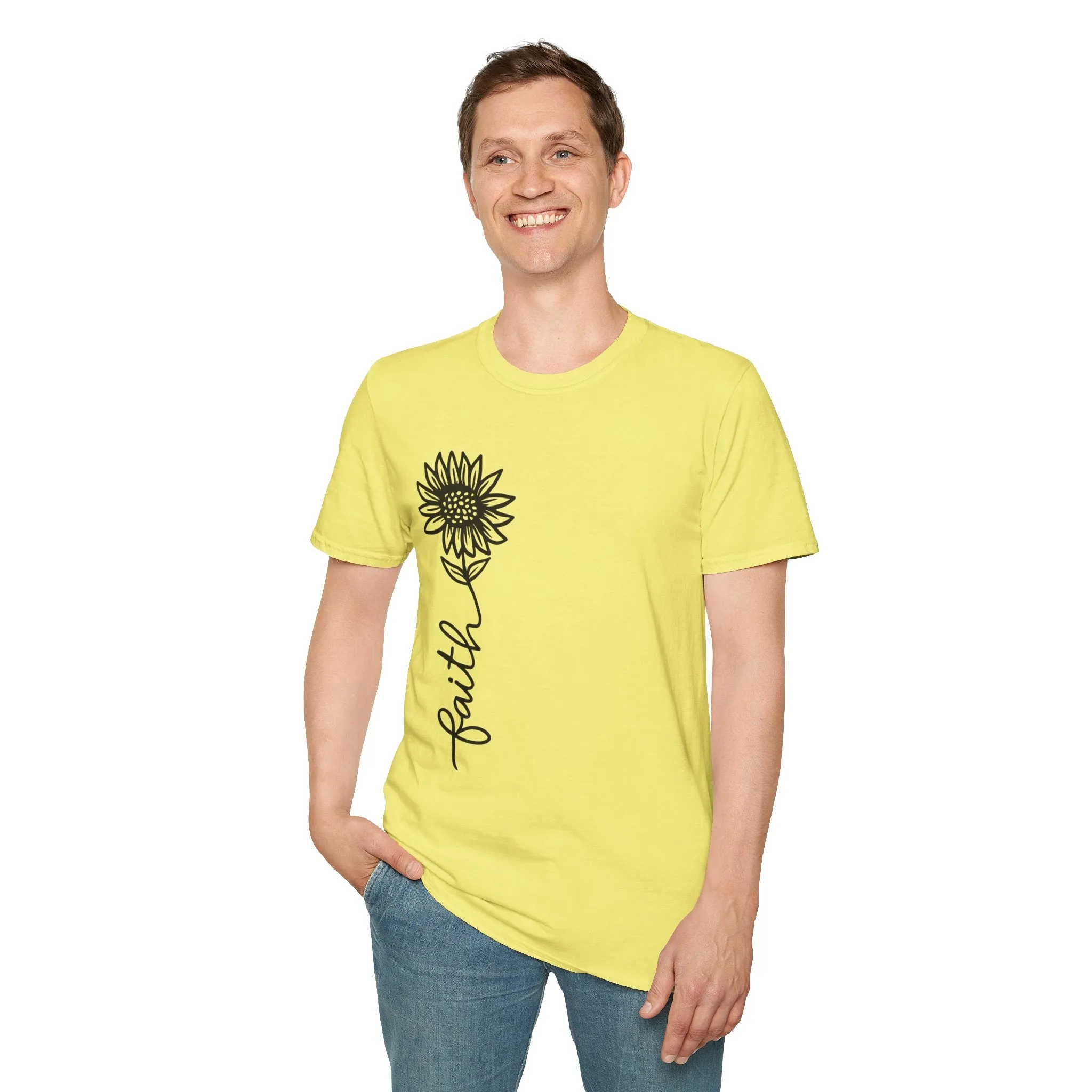 Faith-Inspired Unisex Softstyle T-Shirt - Floral Design for Everyday Wear