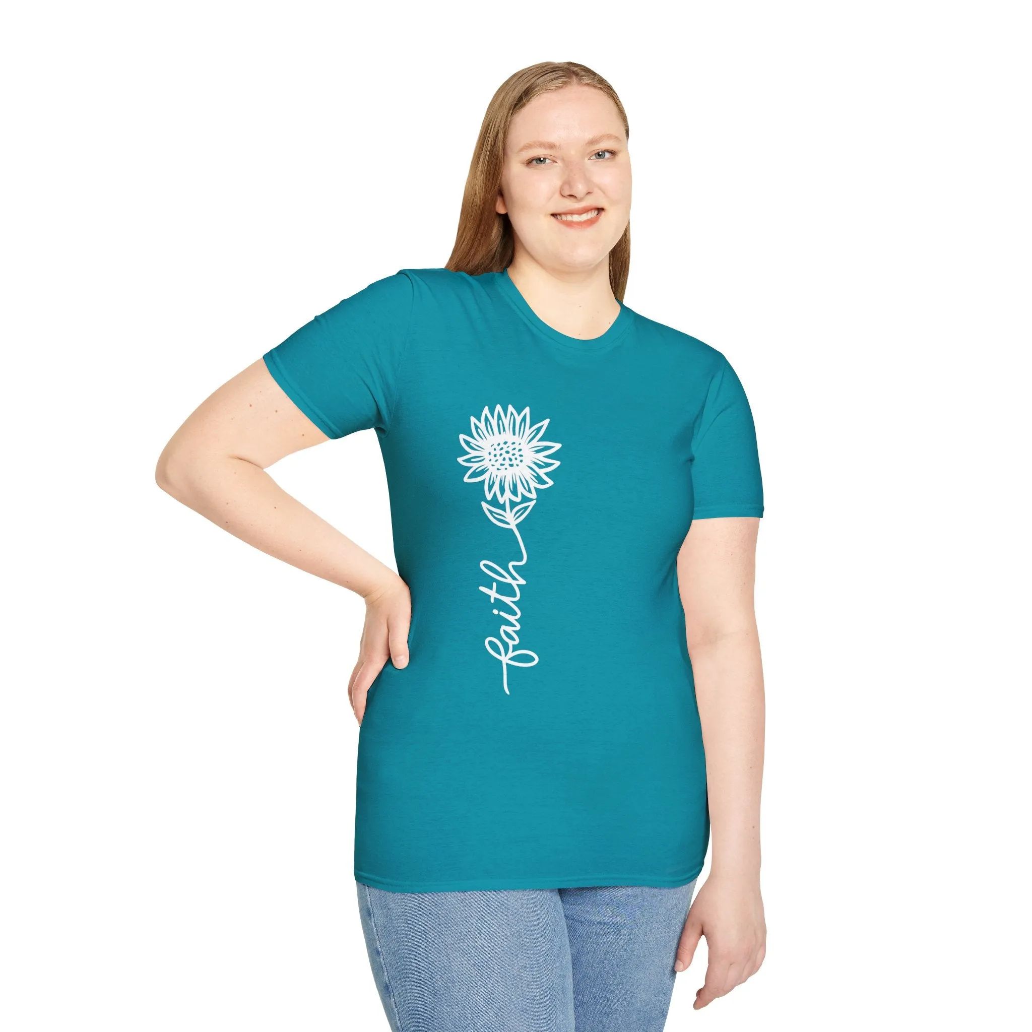 Faith-Inspired Unisex Softstyle T-Shirt - Floral Design for Everyday Wear