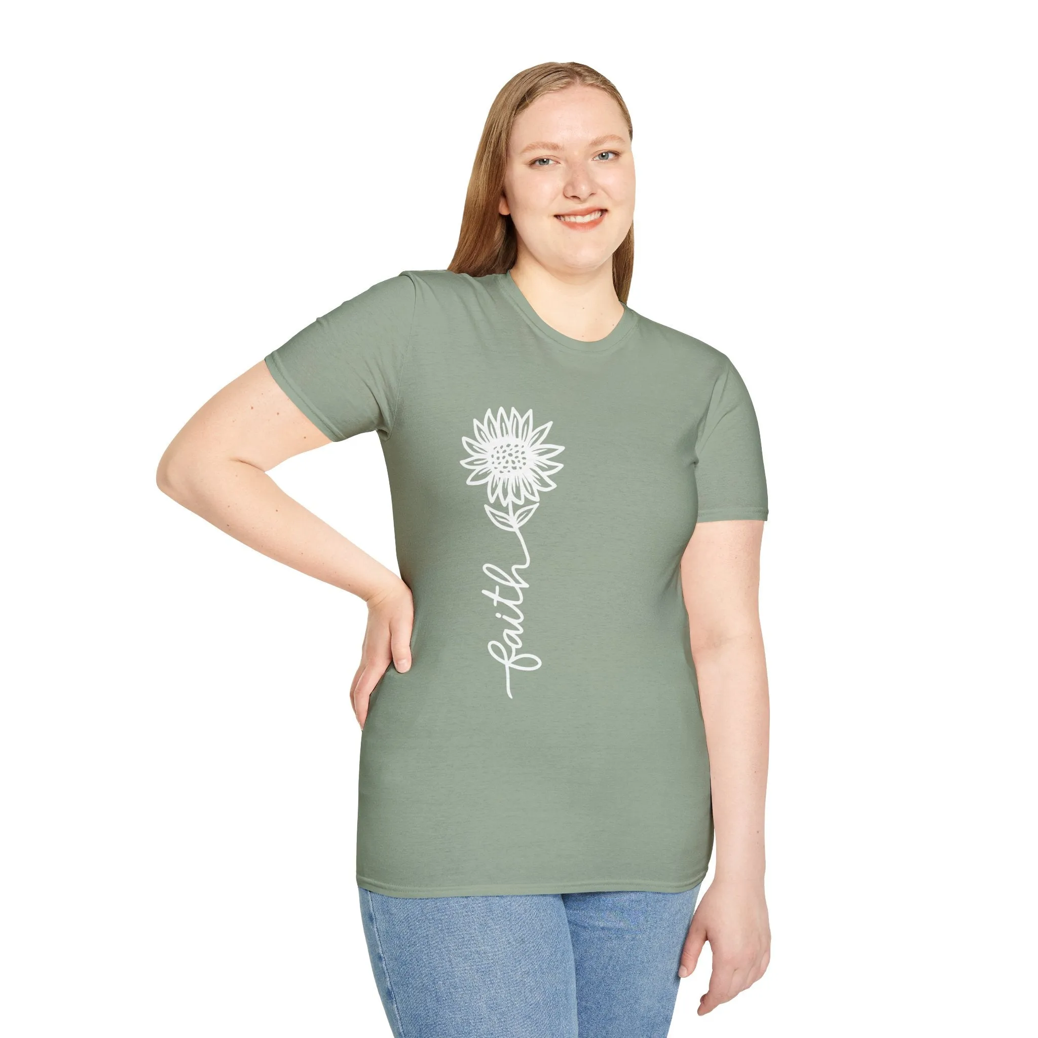 Faith-Inspired Unisex Softstyle T-Shirt - Floral Design for Everyday Wear