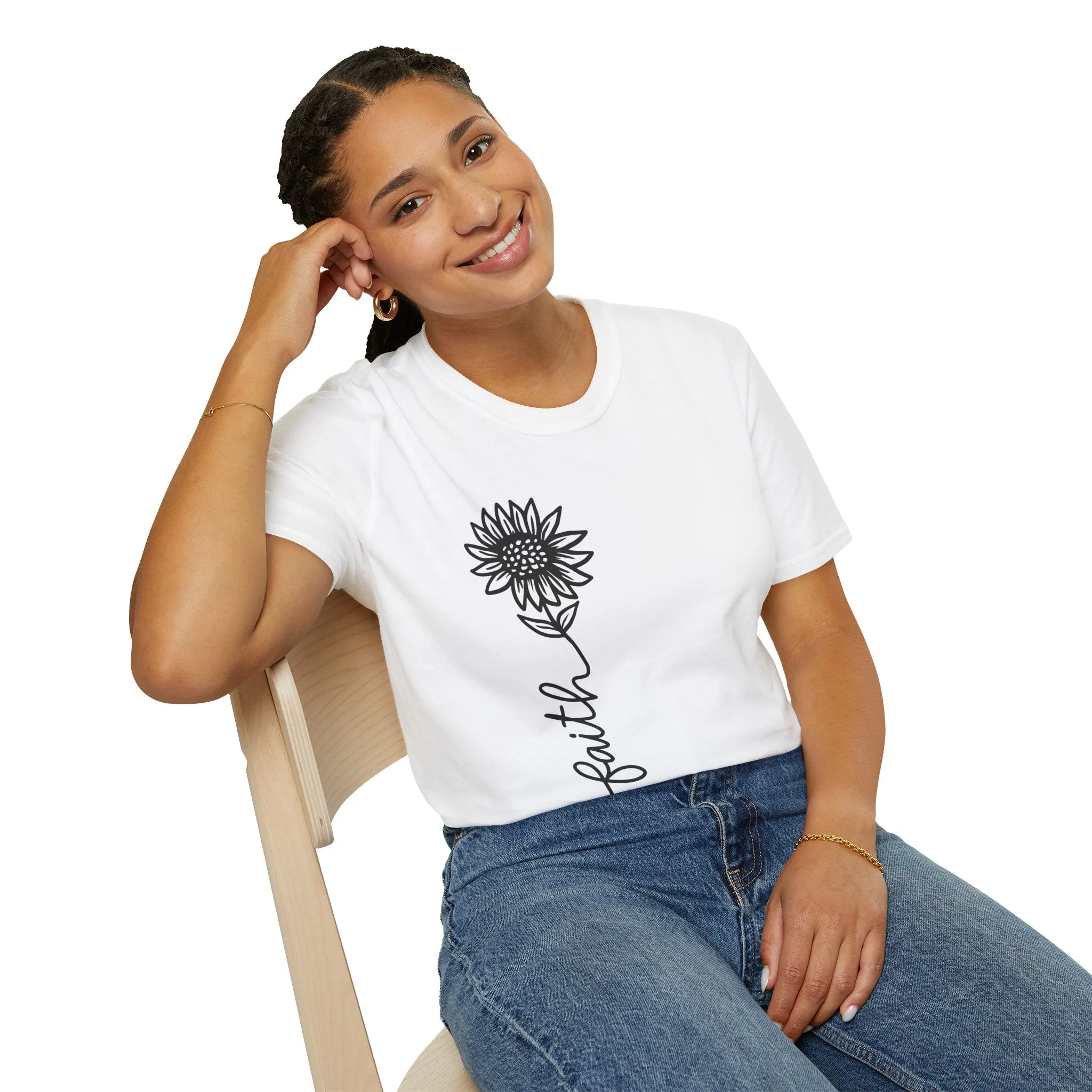 Faith-Inspired Unisex Softstyle T-Shirt - Floral Design for Everyday Wear