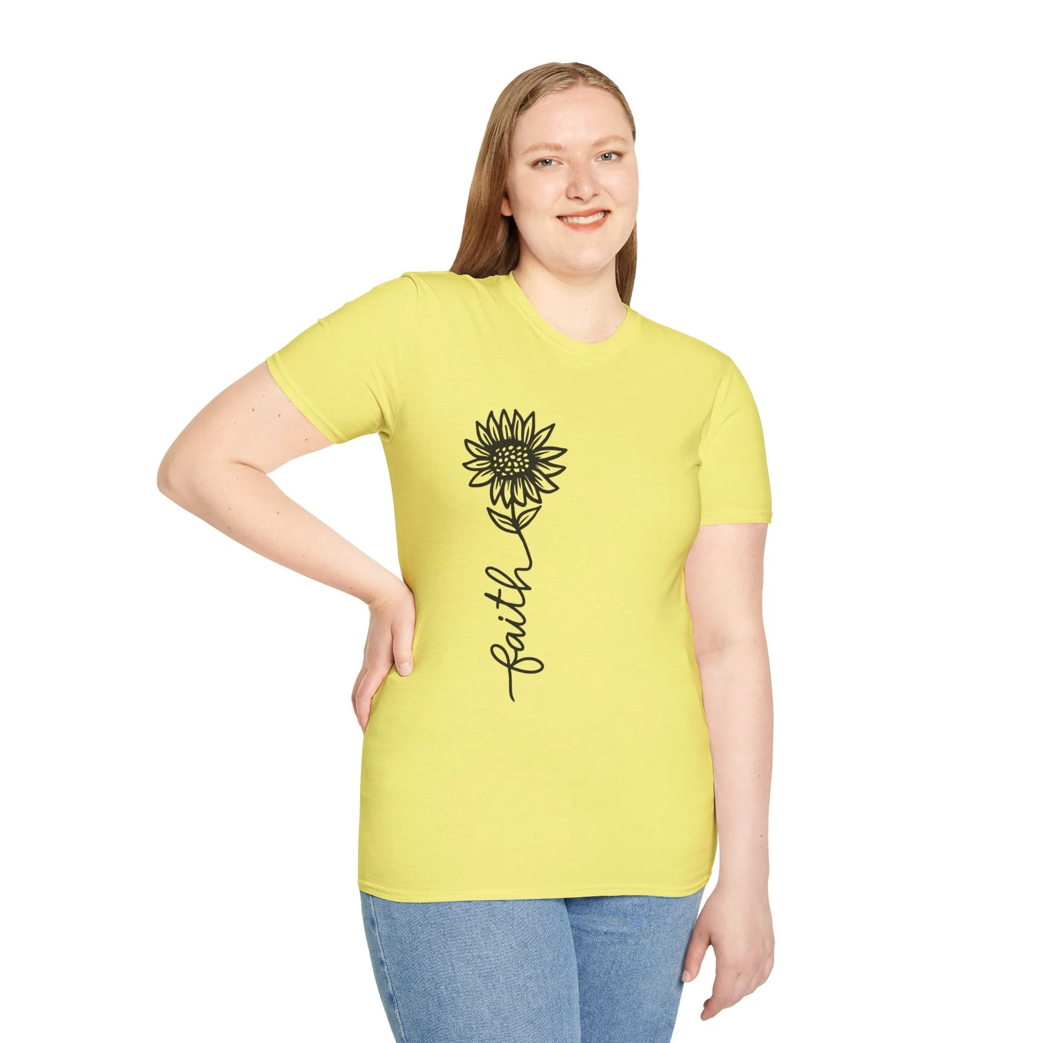 Faith-Inspired Unisex Softstyle T-Shirt - Floral Design for Everyday Wear