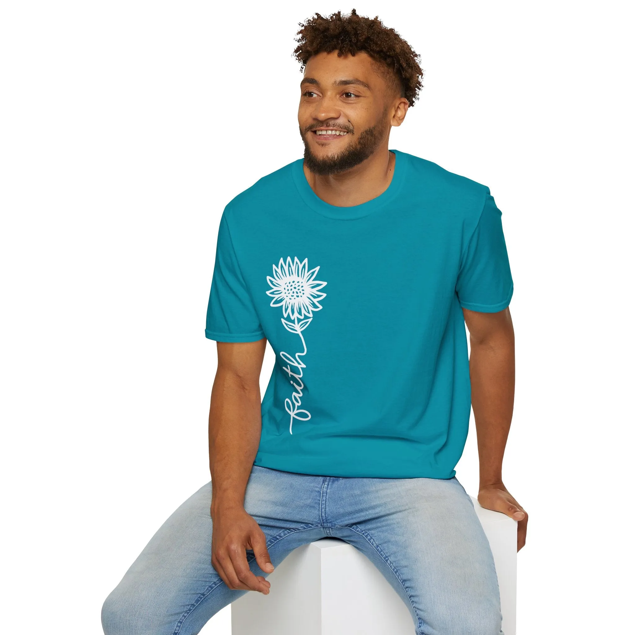 Faith-Inspired Unisex Softstyle T-Shirt - Floral Design for Everyday Wear