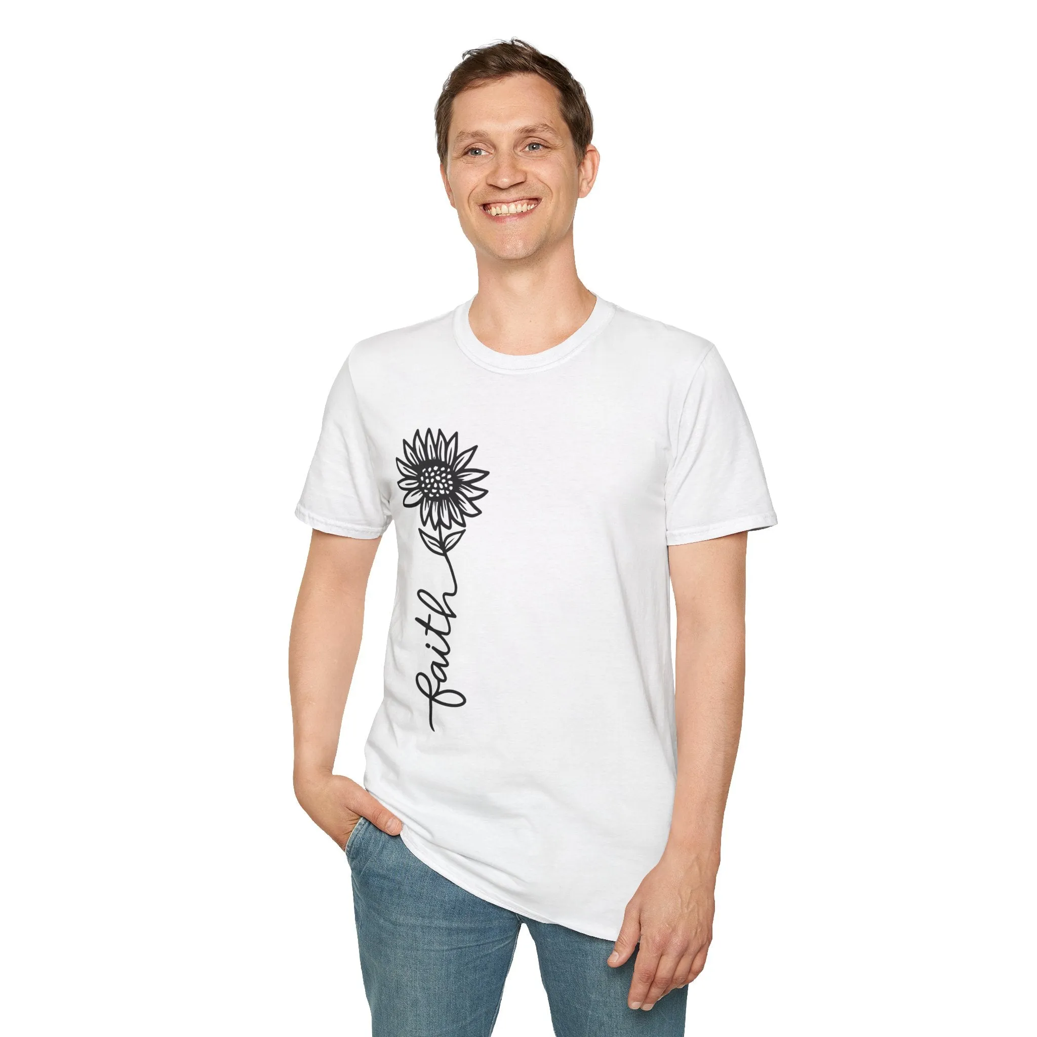 Faith-Inspired Unisex Softstyle T-Shirt - Floral Design for Everyday Wear