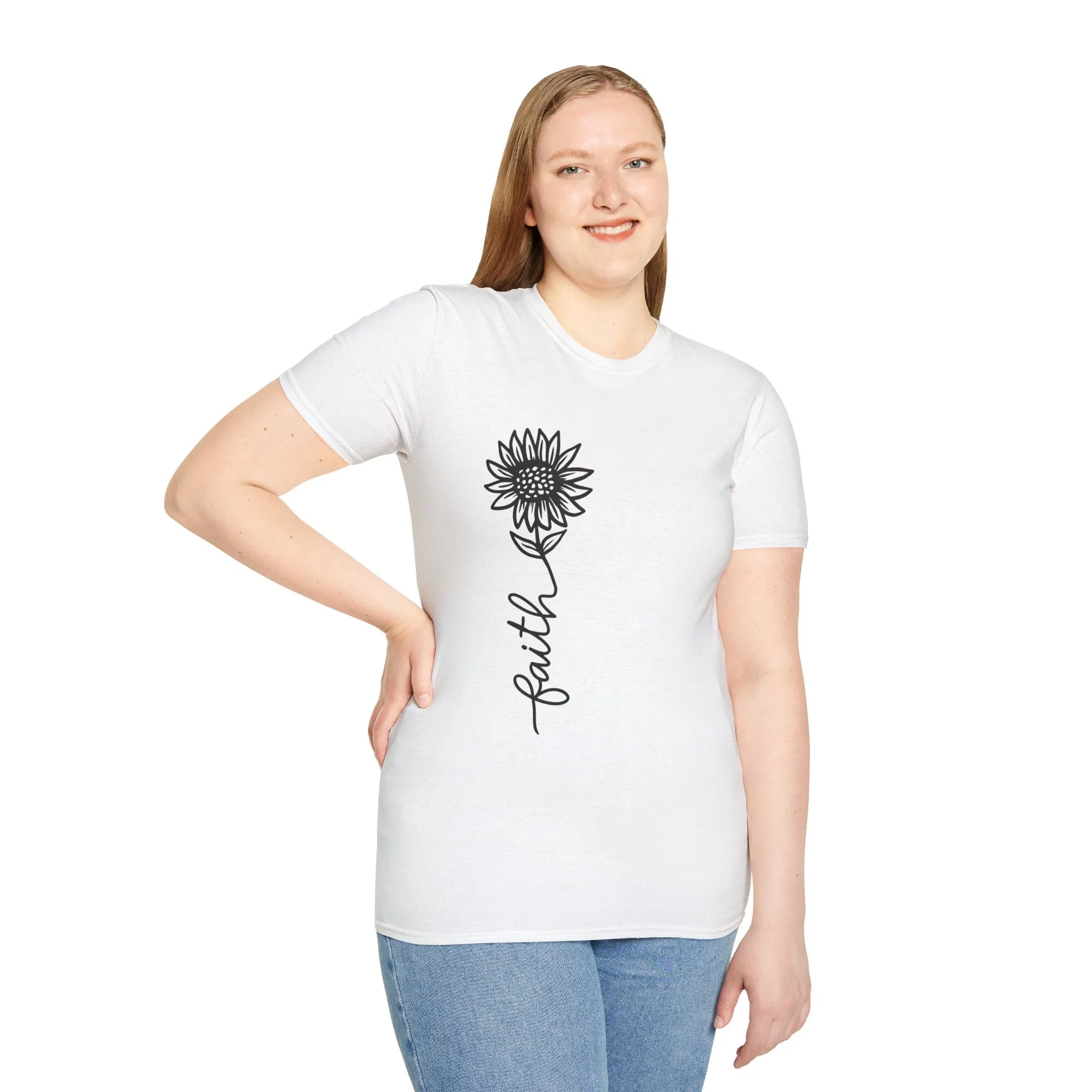 Faith-Inspired Unisex Softstyle T-Shirt - Floral Design for Everyday Wear