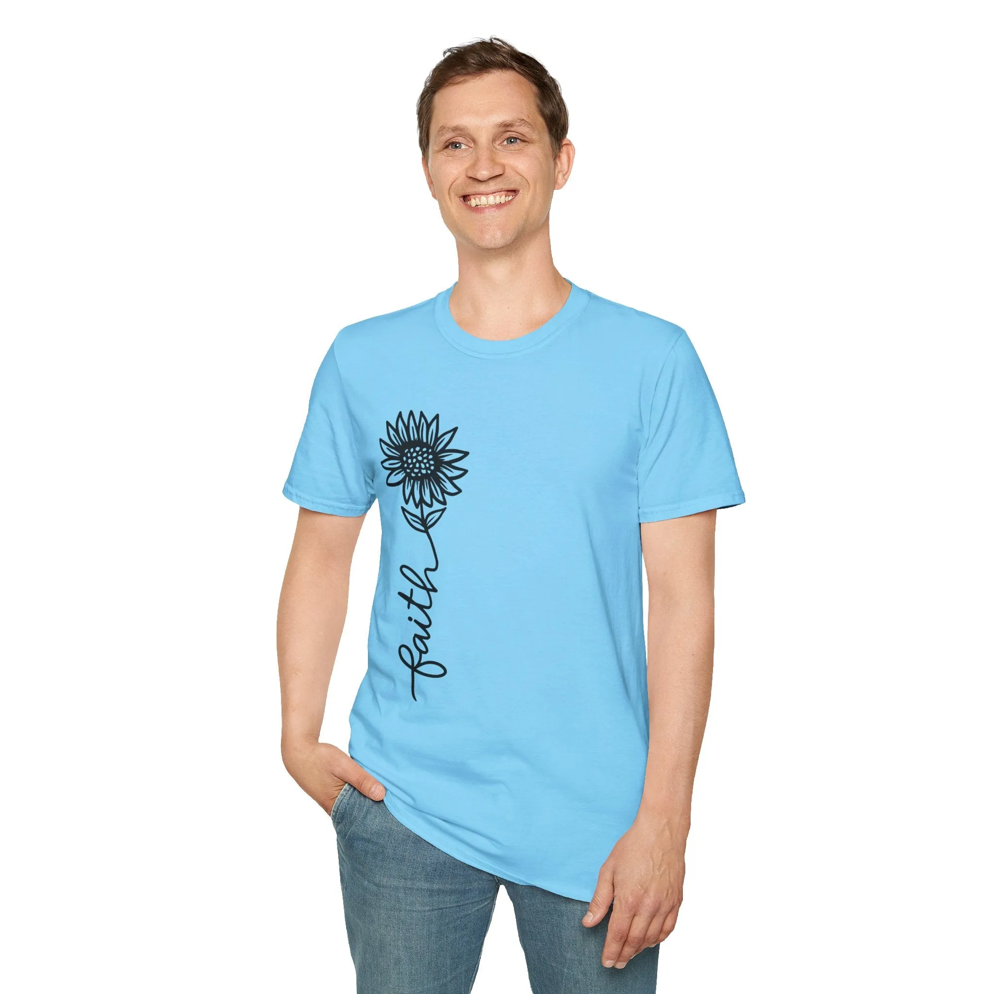 Faith-Inspired Unisex Softstyle T-Shirt - Floral Design for Everyday Wear