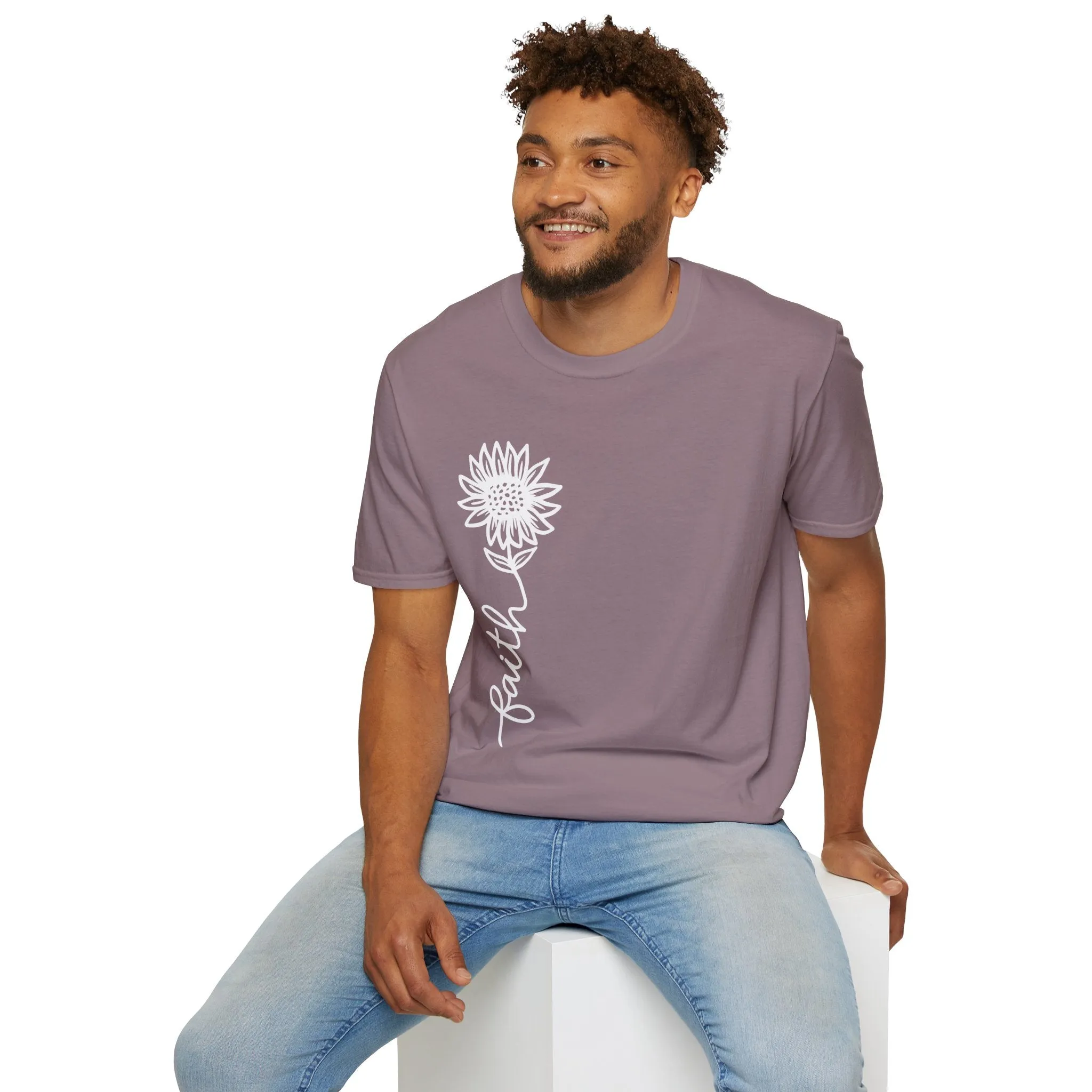 Faith-Inspired Unisex Softstyle T-Shirt - Floral Design for Everyday Wear