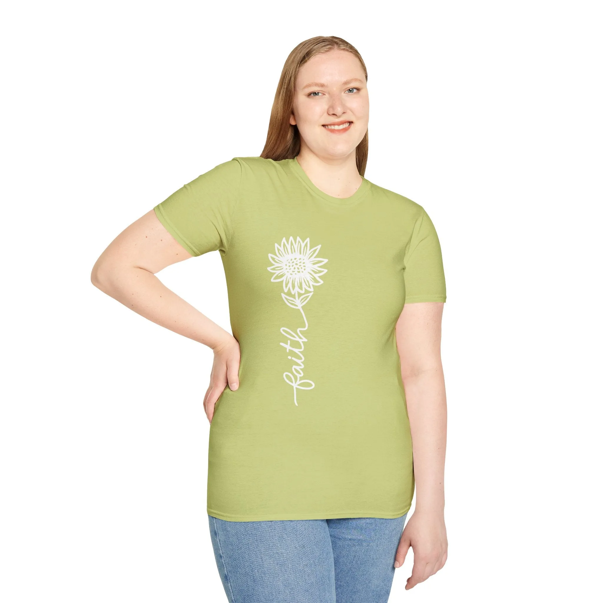 Faith-Inspired Unisex Softstyle T-Shirt - Floral Design for Everyday Wear