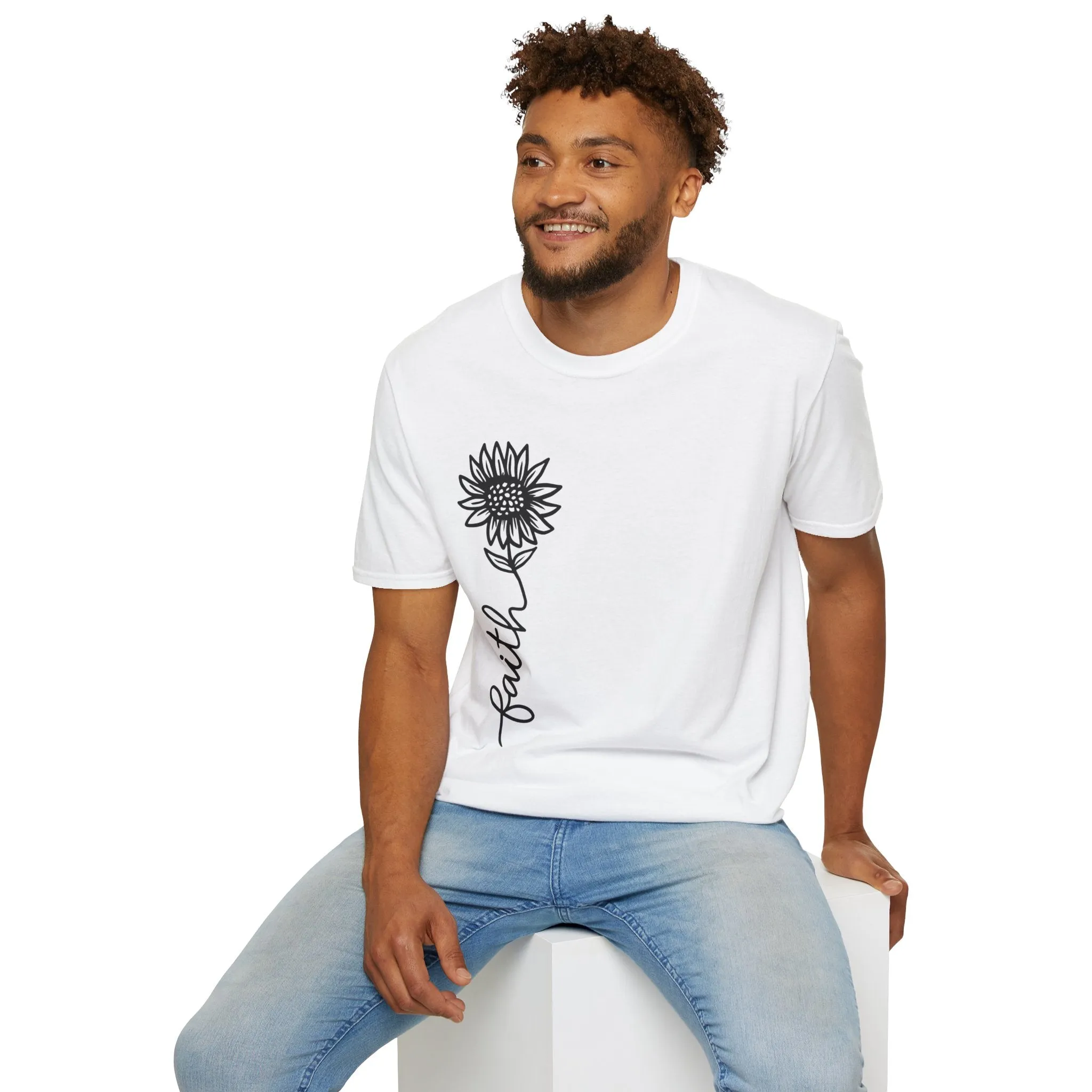 Faith-Inspired Unisex Softstyle T-Shirt - Floral Design for Everyday Wear