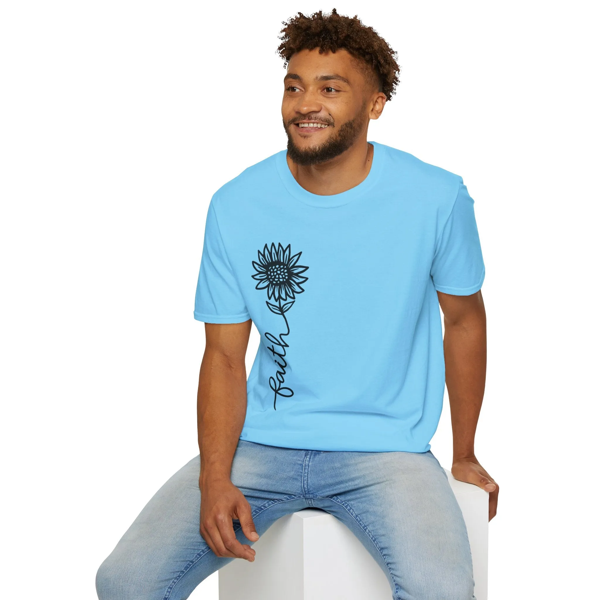 Faith-Inspired Unisex Softstyle T-Shirt - Floral Design for Everyday Wear
