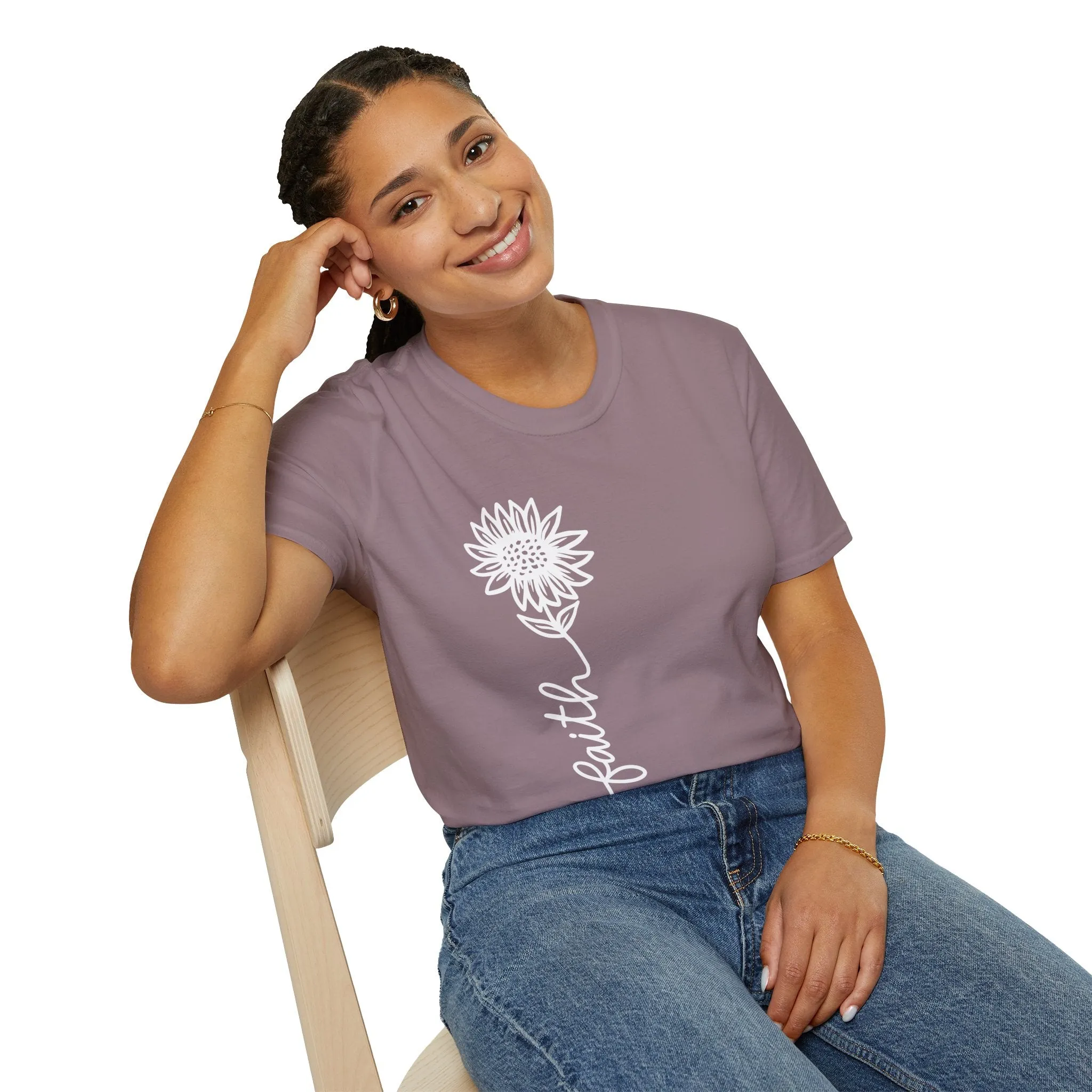 Faith-Inspired Unisex Softstyle T-Shirt - Floral Design for Everyday Wear