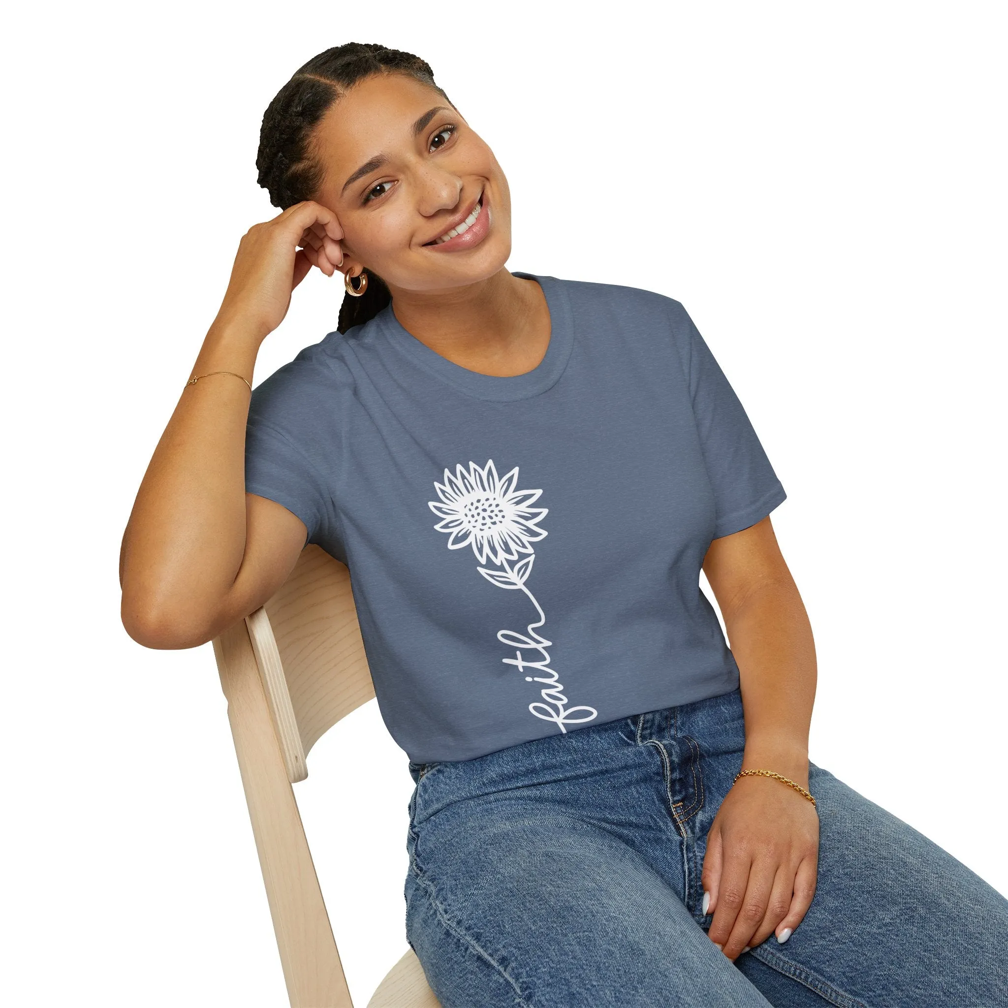 Faith-Inspired Unisex Softstyle T-Shirt - Floral Design for Everyday Wear