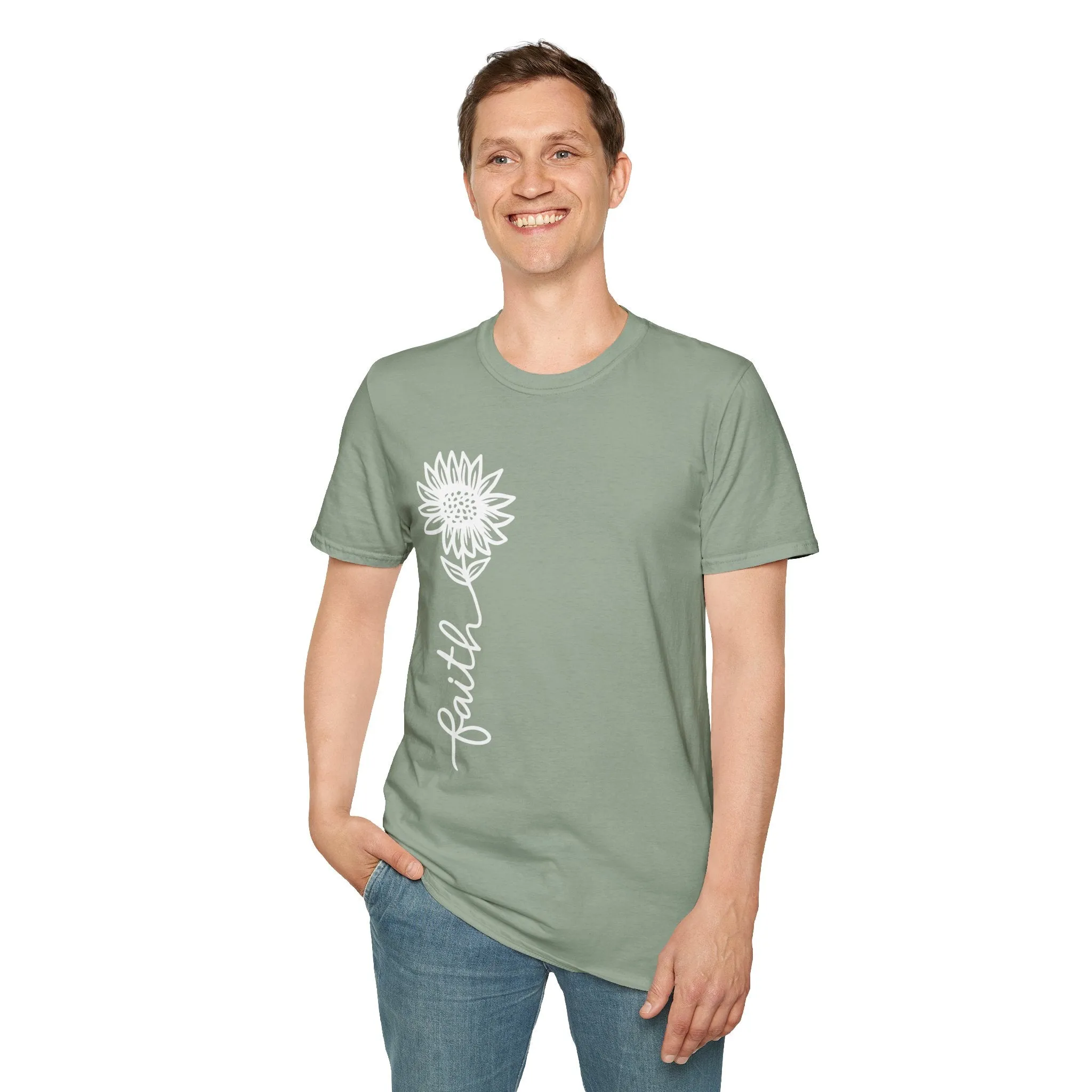 Faith-Inspired Unisex Softstyle T-Shirt - Floral Design for Everyday Wear