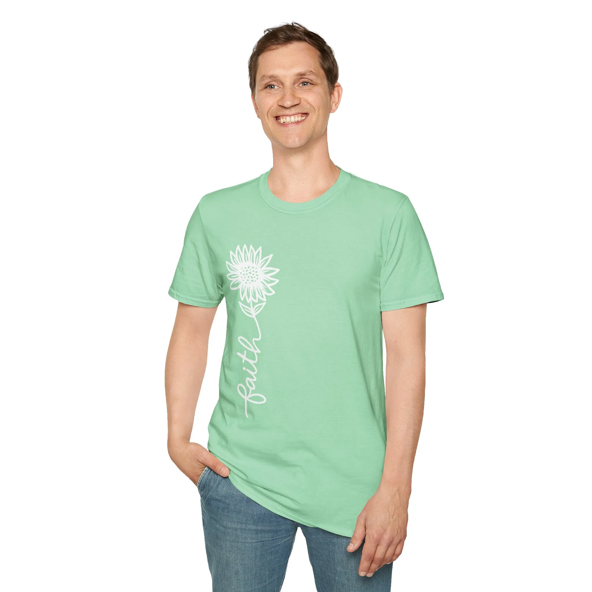 Faith-Inspired Unisex Softstyle T-Shirt - Floral Design for Everyday Wear