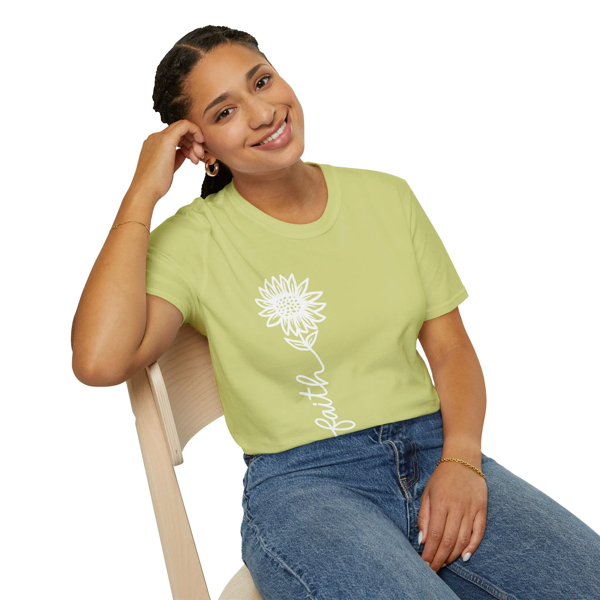 Faith-Inspired Unisex Softstyle T-Shirt - Floral Design for Everyday Wear