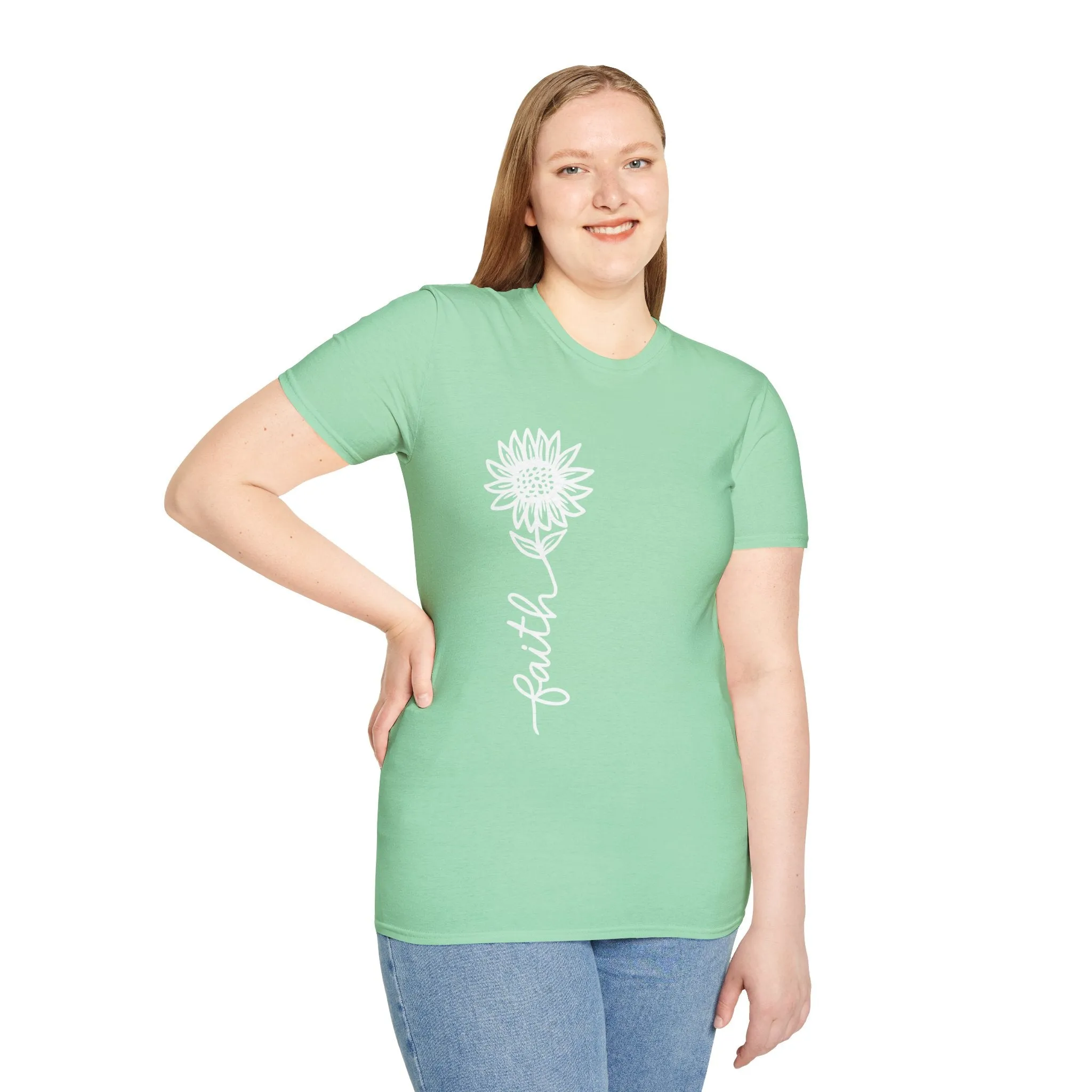 Faith-Inspired Unisex Softstyle T-Shirt - Floral Design for Everyday Wear