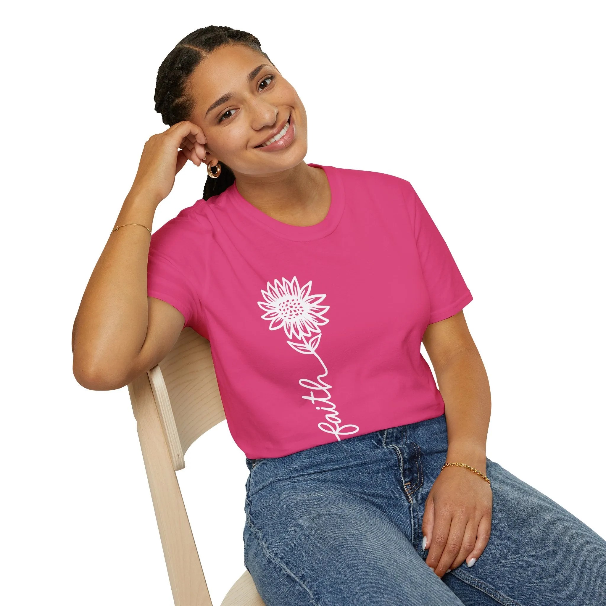 Faith-Inspired Unisex Softstyle T-Shirt - Floral Design for Everyday Wear