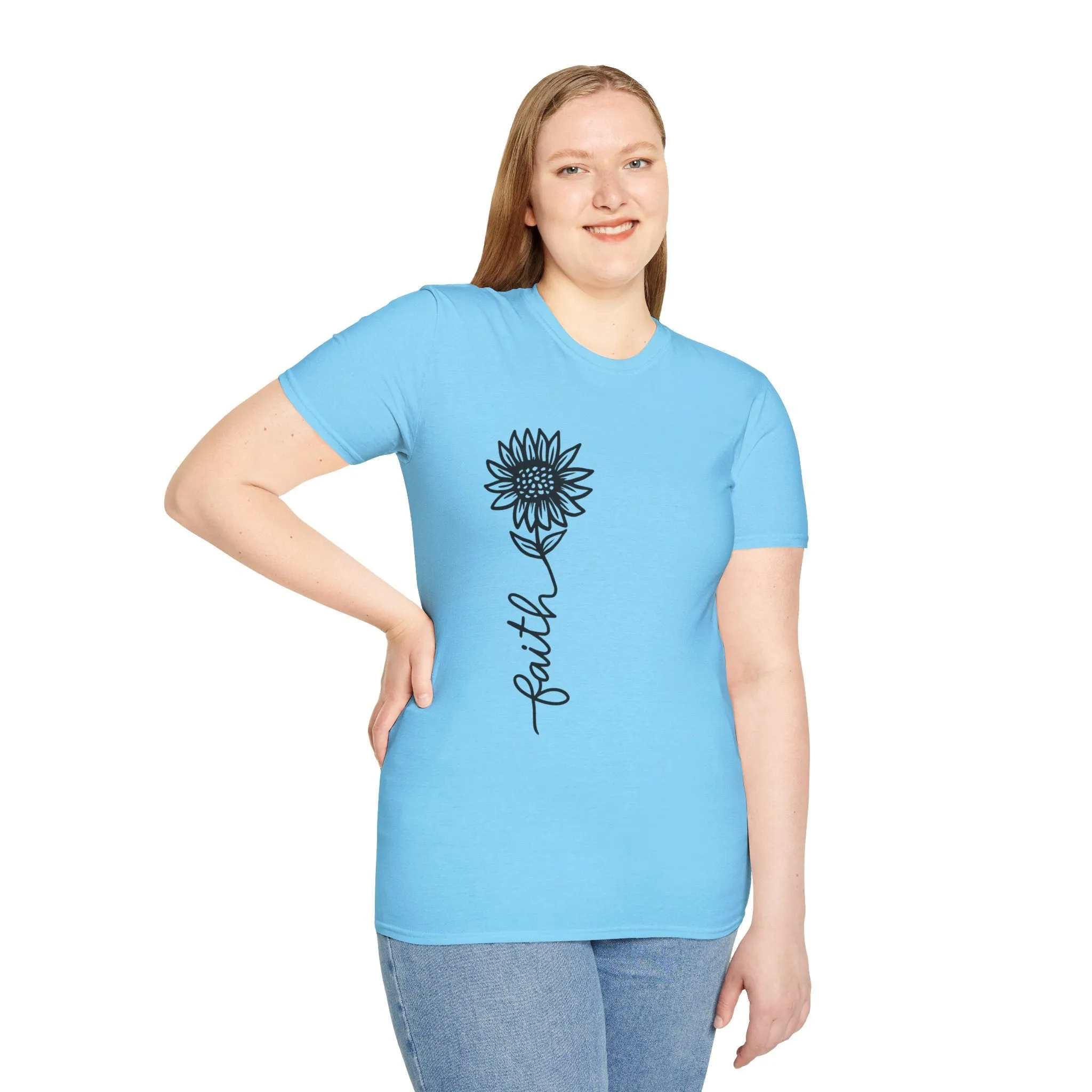 Faith-Inspired Unisex Softstyle T-Shirt - Floral Design for Everyday Wear