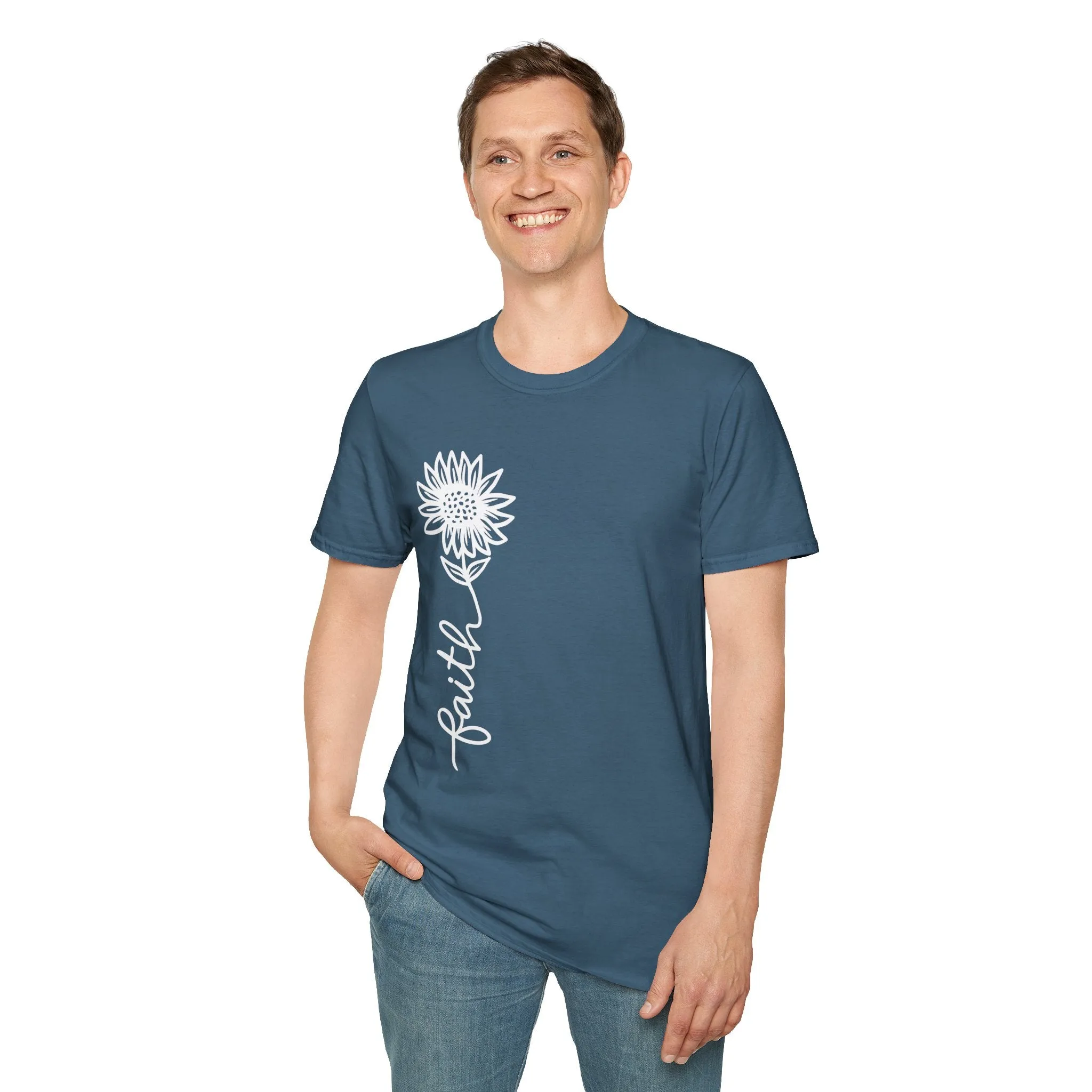 Faith-Inspired Unisex Softstyle T-Shirt - Floral Design for Everyday Wear