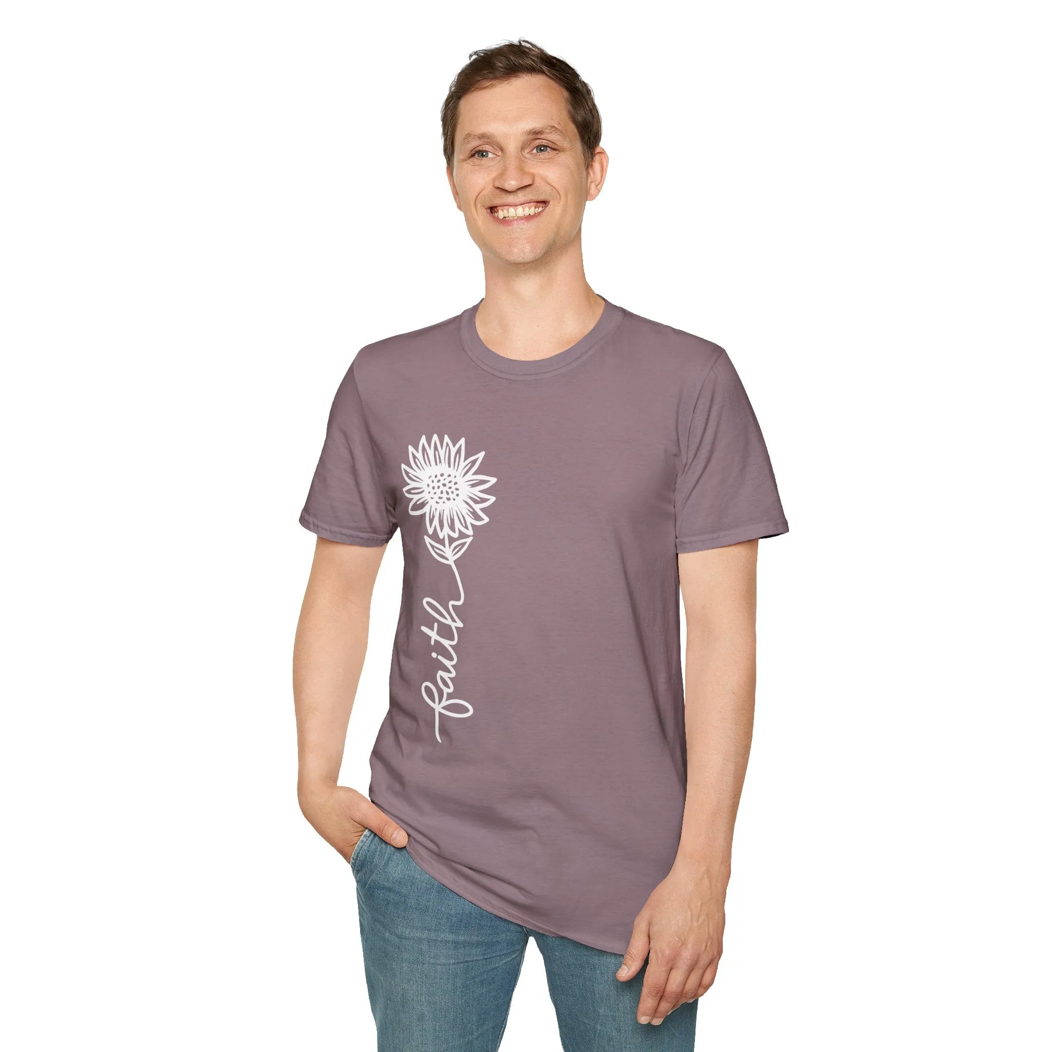 Faith-Inspired Unisex Softstyle T-Shirt - Floral Design for Everyday Wear