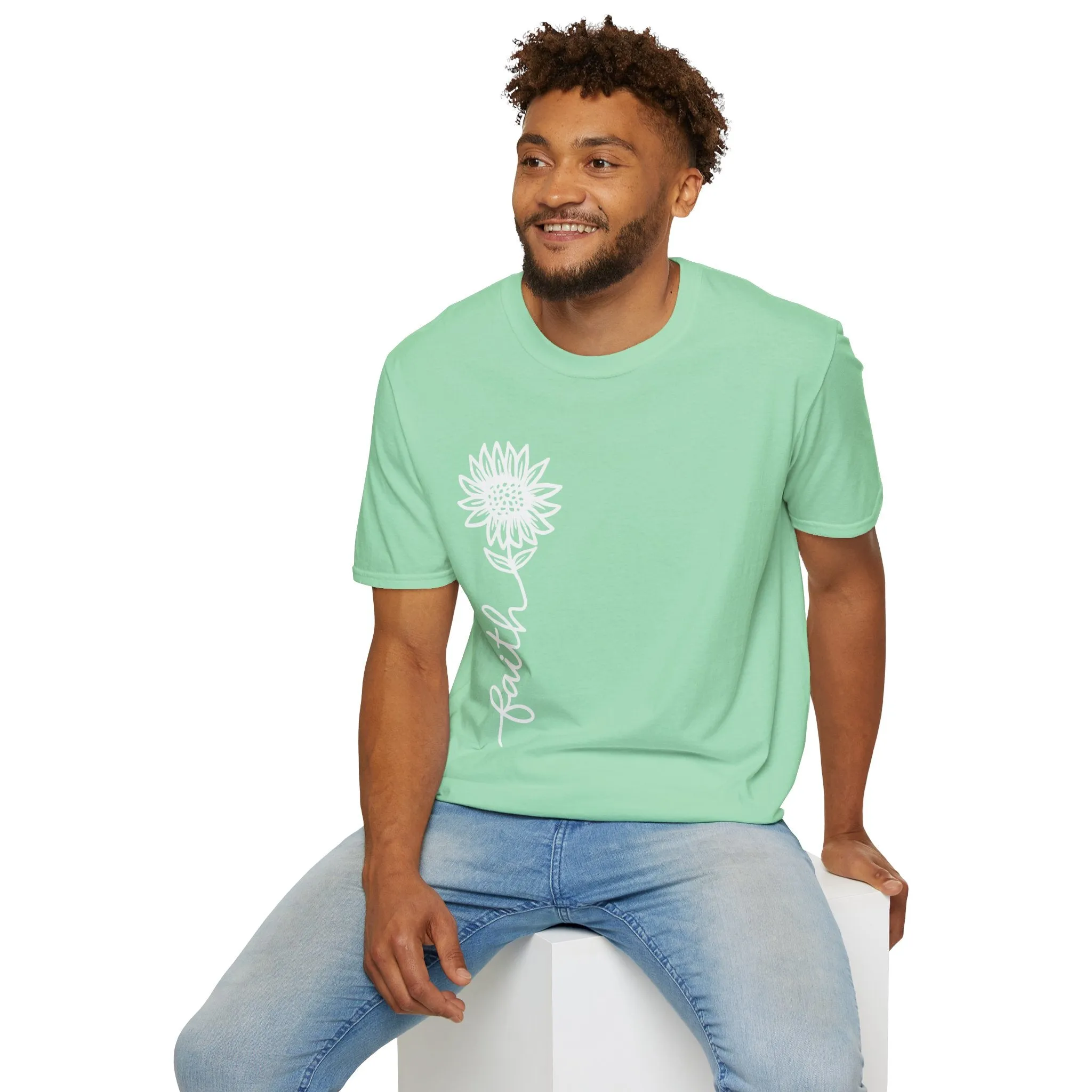 Faith-Inspired Unisex Softstyle T-Shirt - Floral Design for Everyday Wear