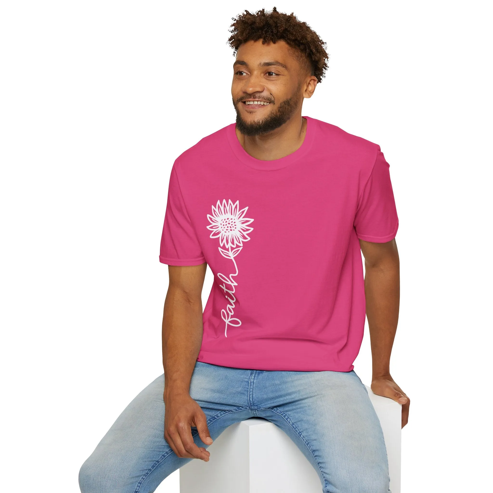 Faith-Inspired Unisex Softstyle T-Shirt - Floral Design for Everyday Wear