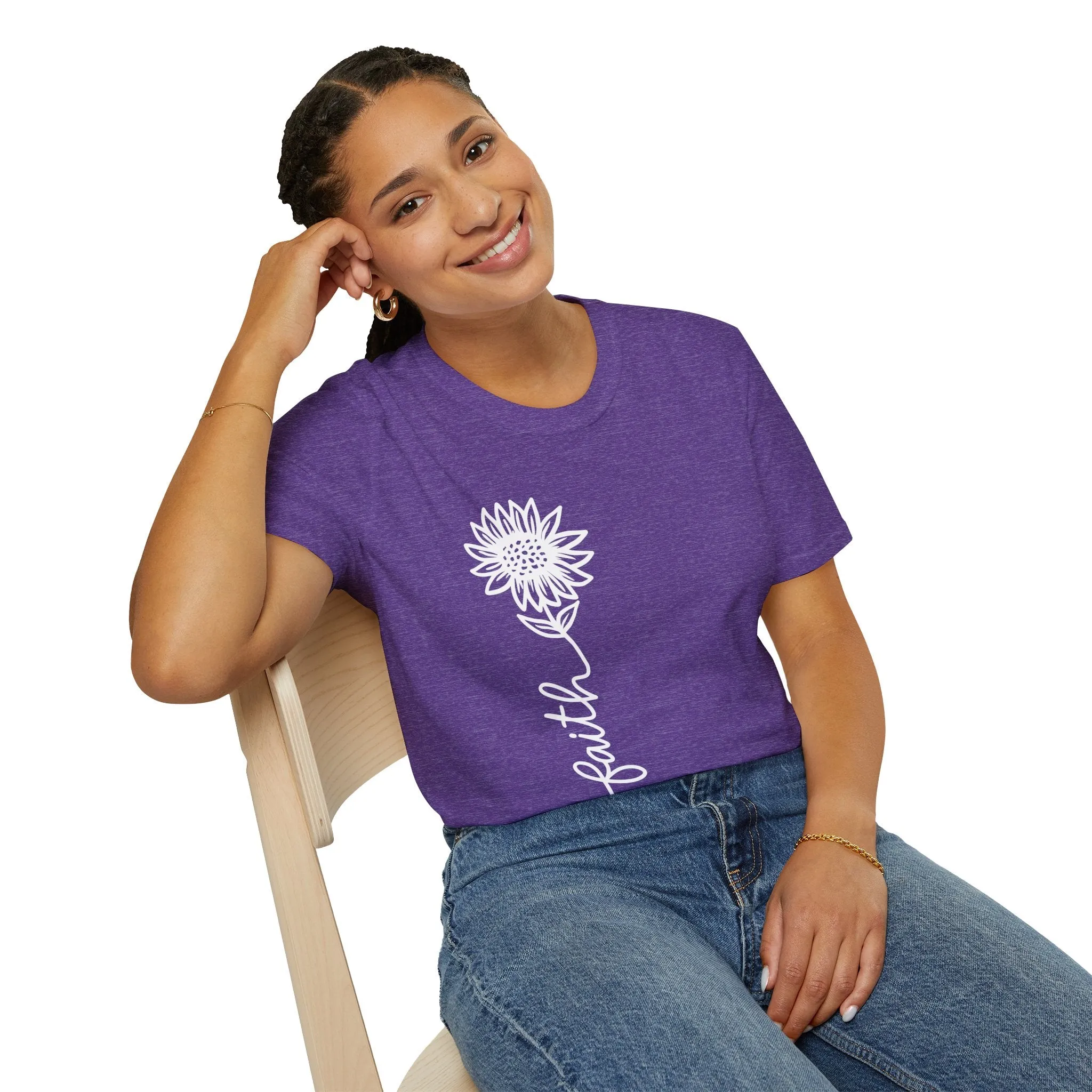 Faith-Inspired Unisex Softstyle T-Shirt - Floral Design for Everyday Wear