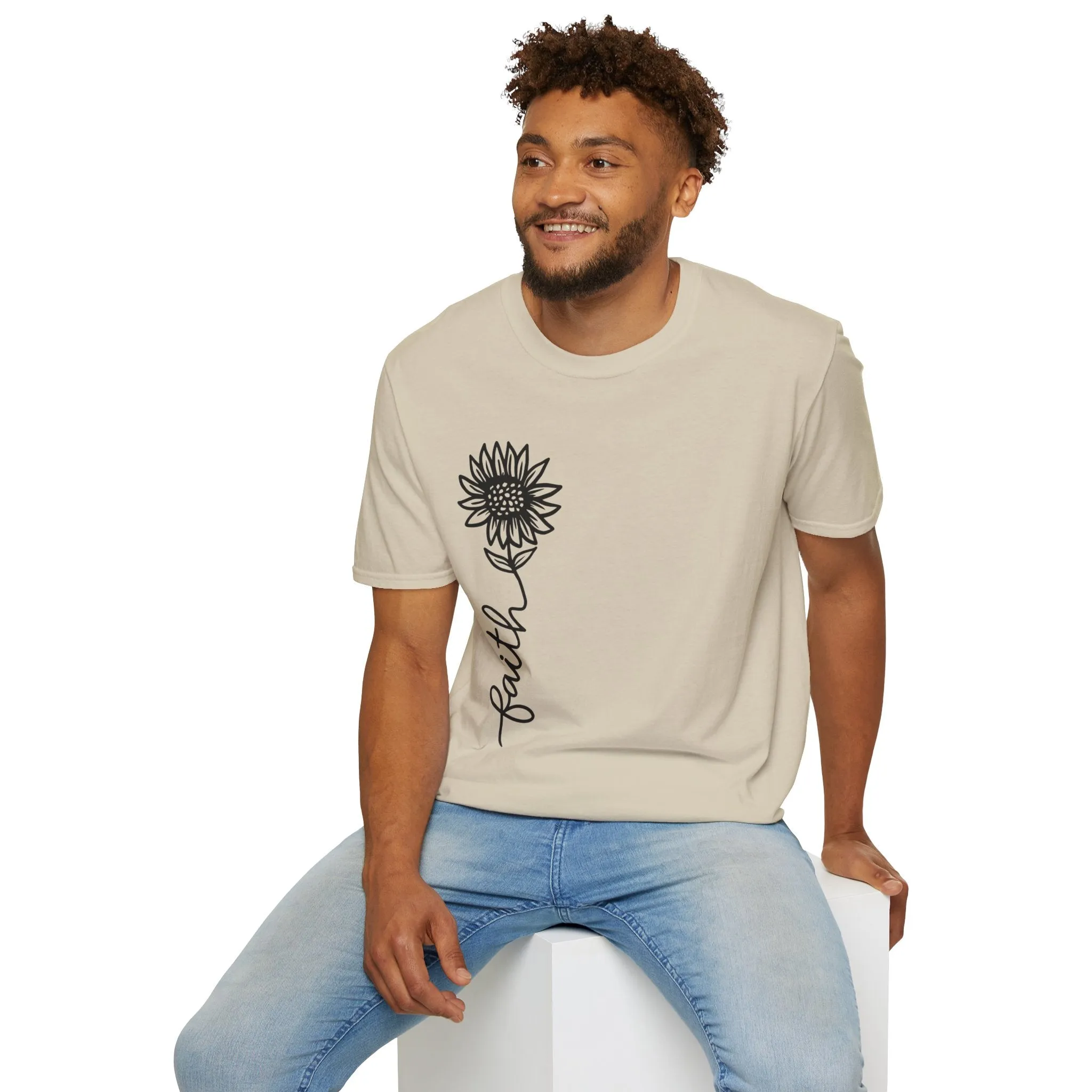 Faith-Inspired Unisex Softstyle T-Shirt - Floral Design for Everyday Wear