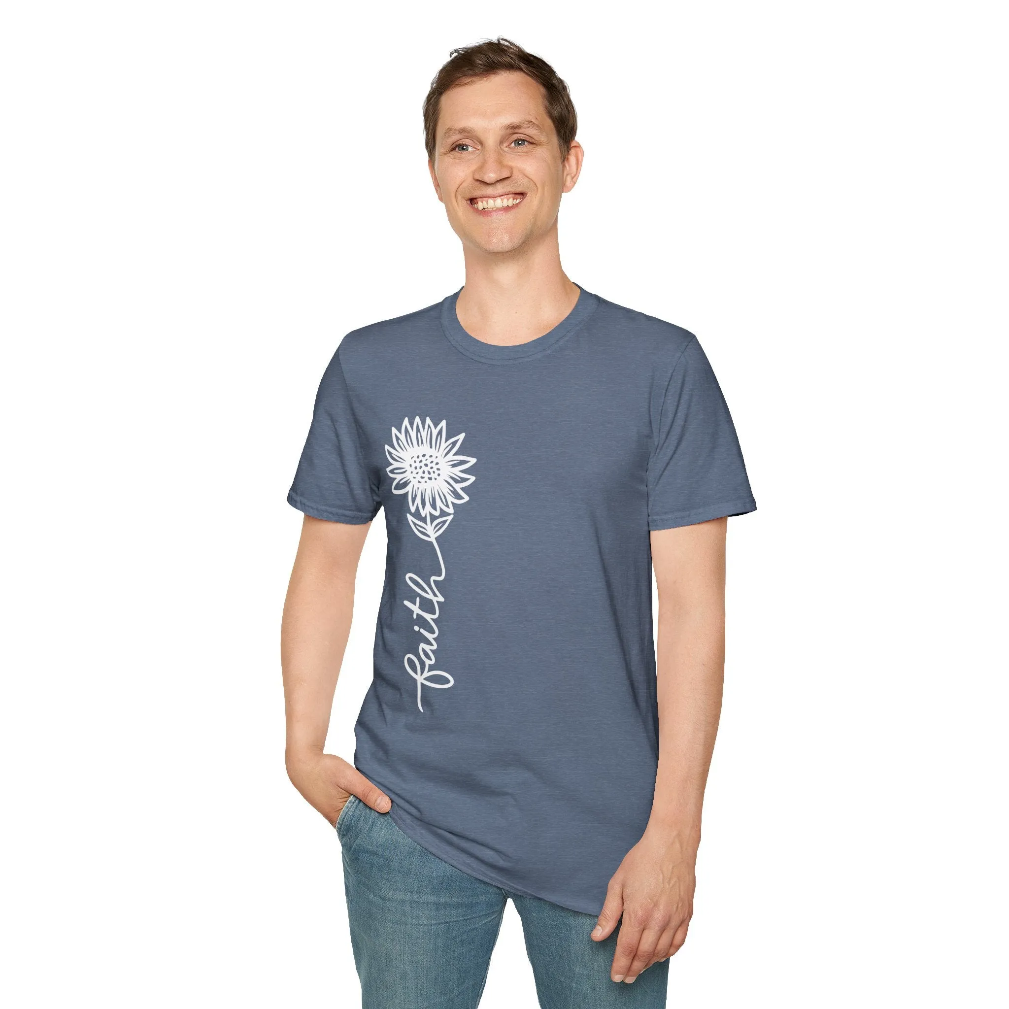 Faith-Inspired Unisex Softstyle T-Shirt - Floral Design for Everyday Wear