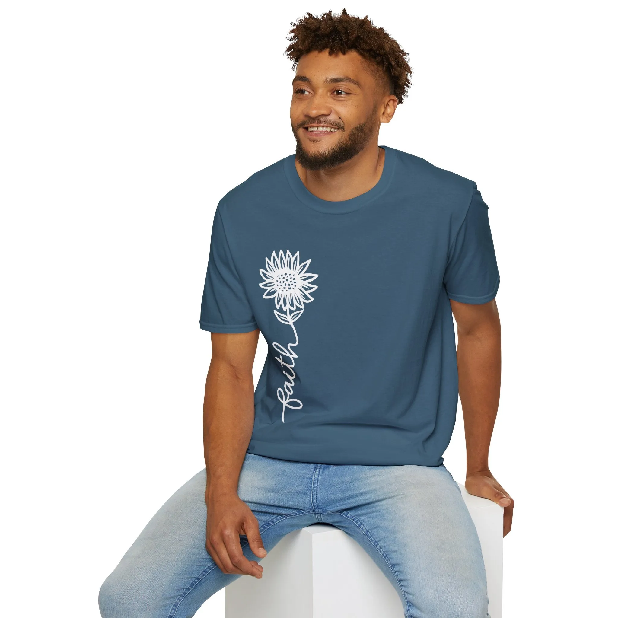 Faith-Inspired Unisex Softstyle T-Shirt - Floral Design for Everyday Wear