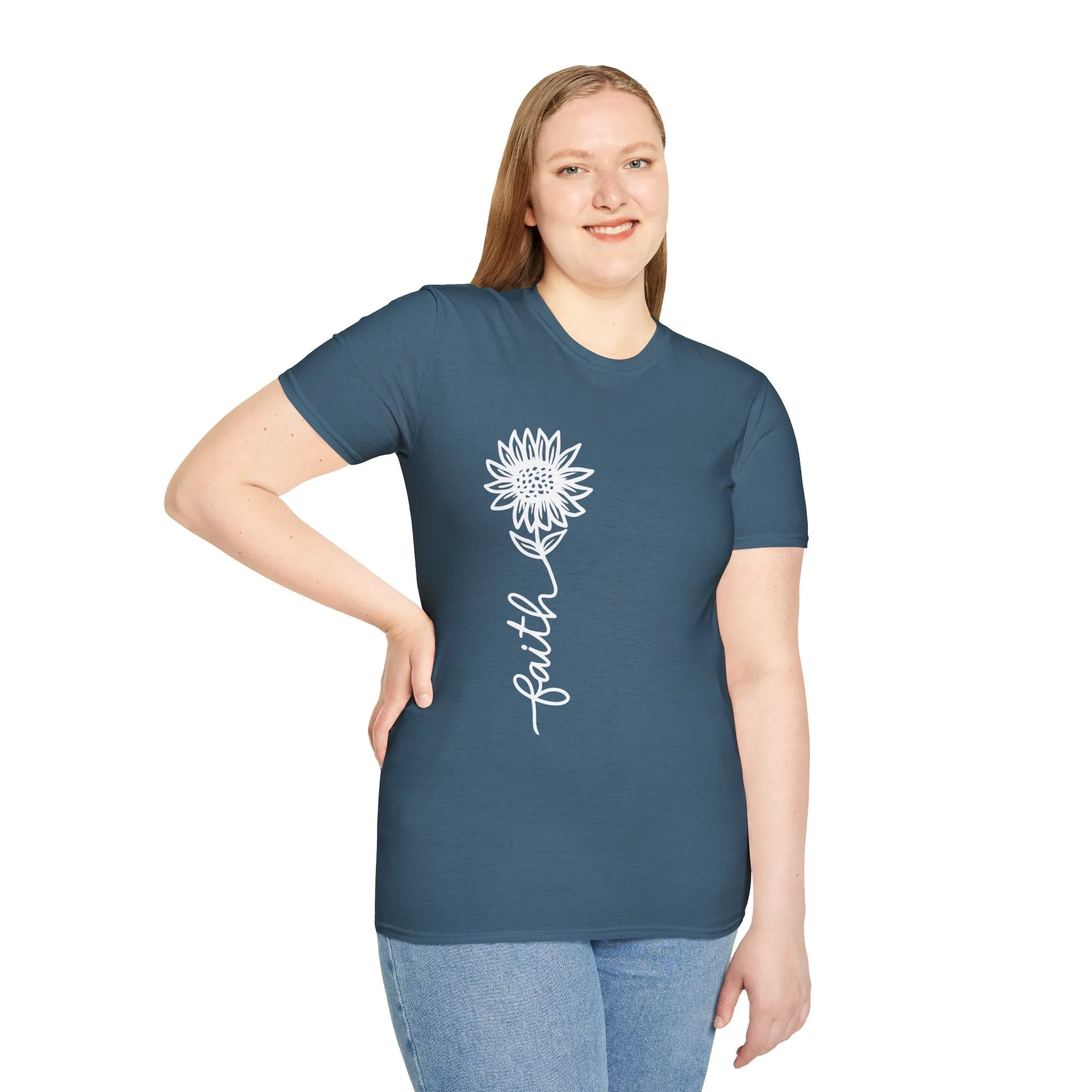 Faith-Inspired Unisex Softstyle T-Shirt - Floral Design for Everyday Wear