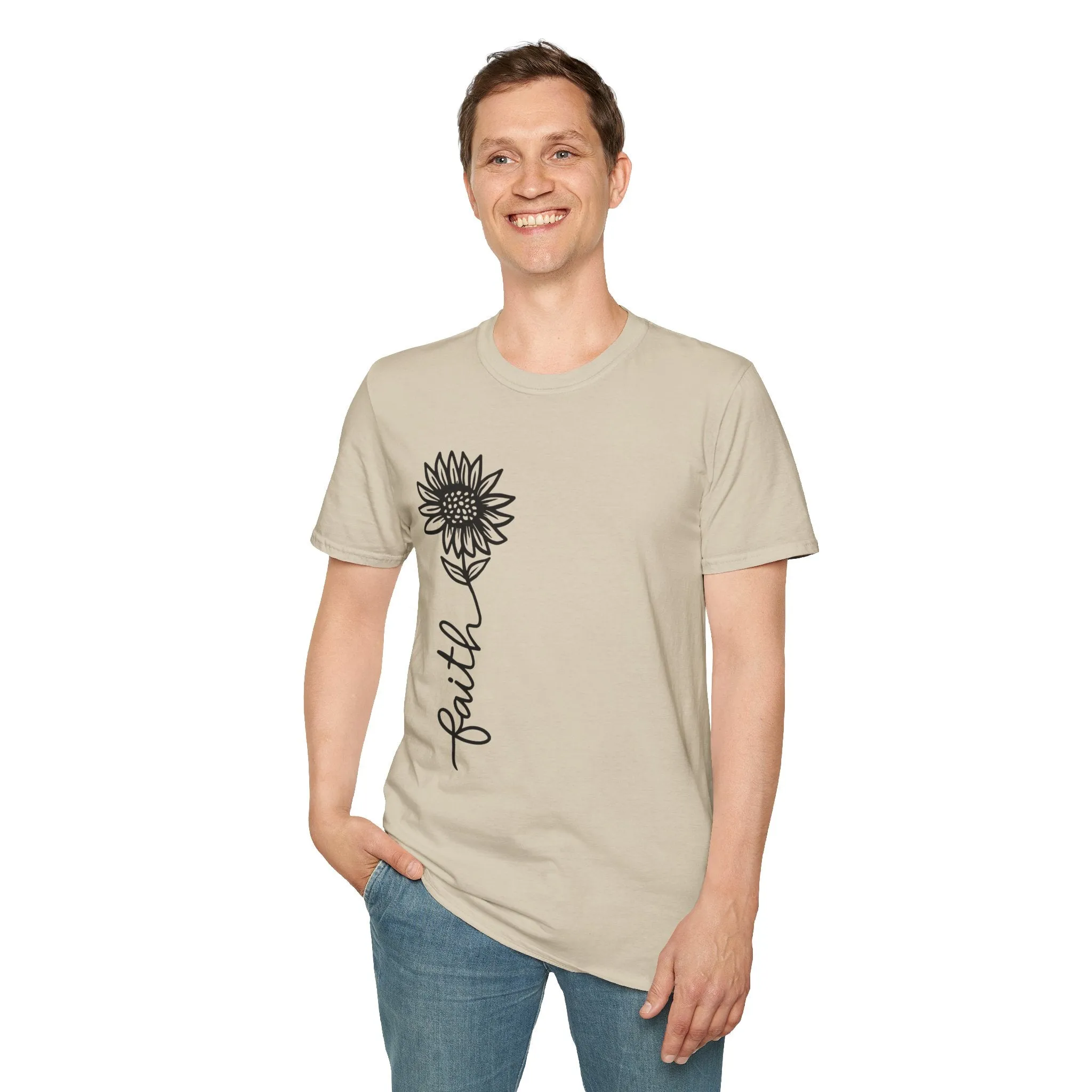 Faith-Inspired Unisex Softstyle T-Shirt - Floral Design for Everyday Wear
