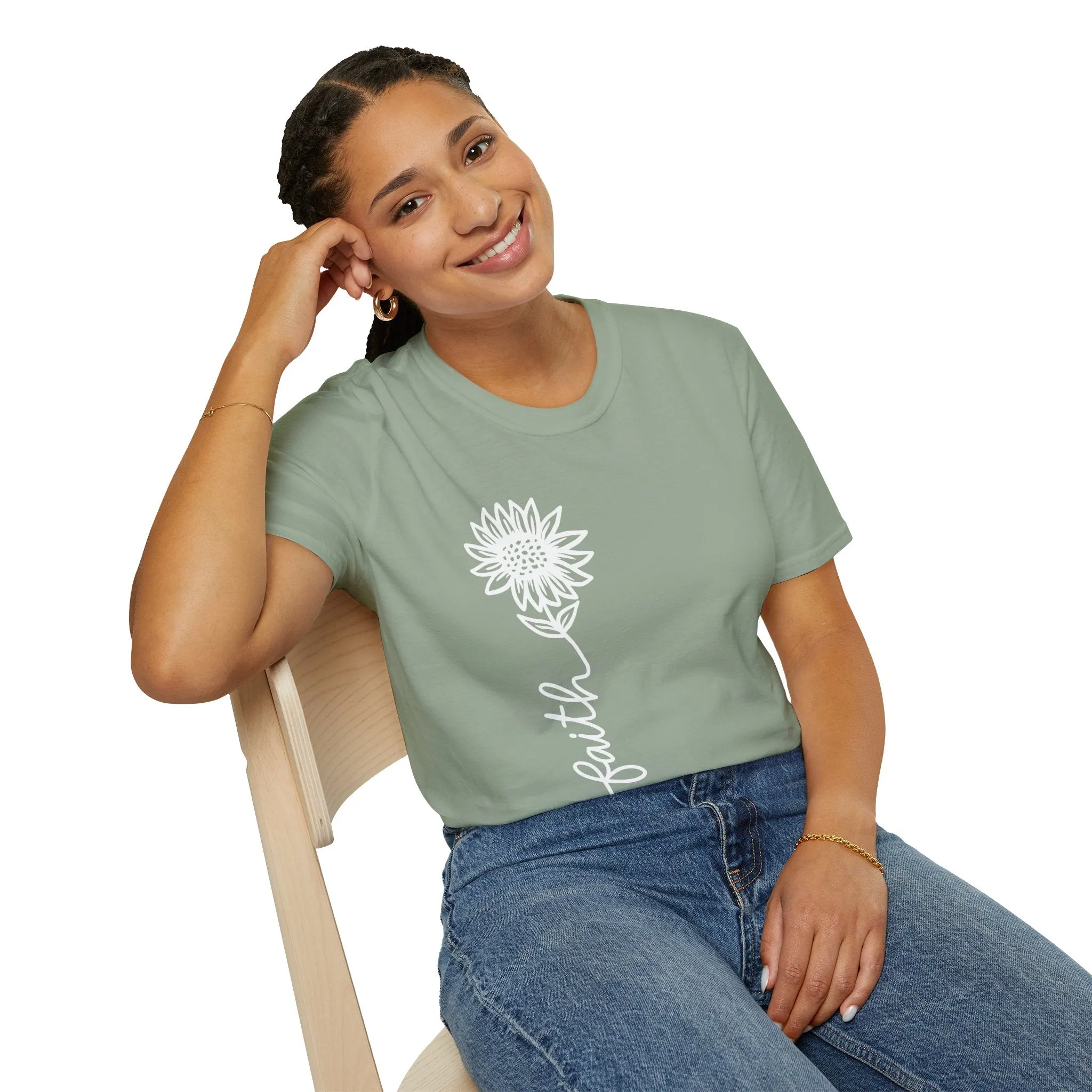 Faith-Inspired Unisex Softstyle T-Shirt - Floral Design for Everyday Wear
