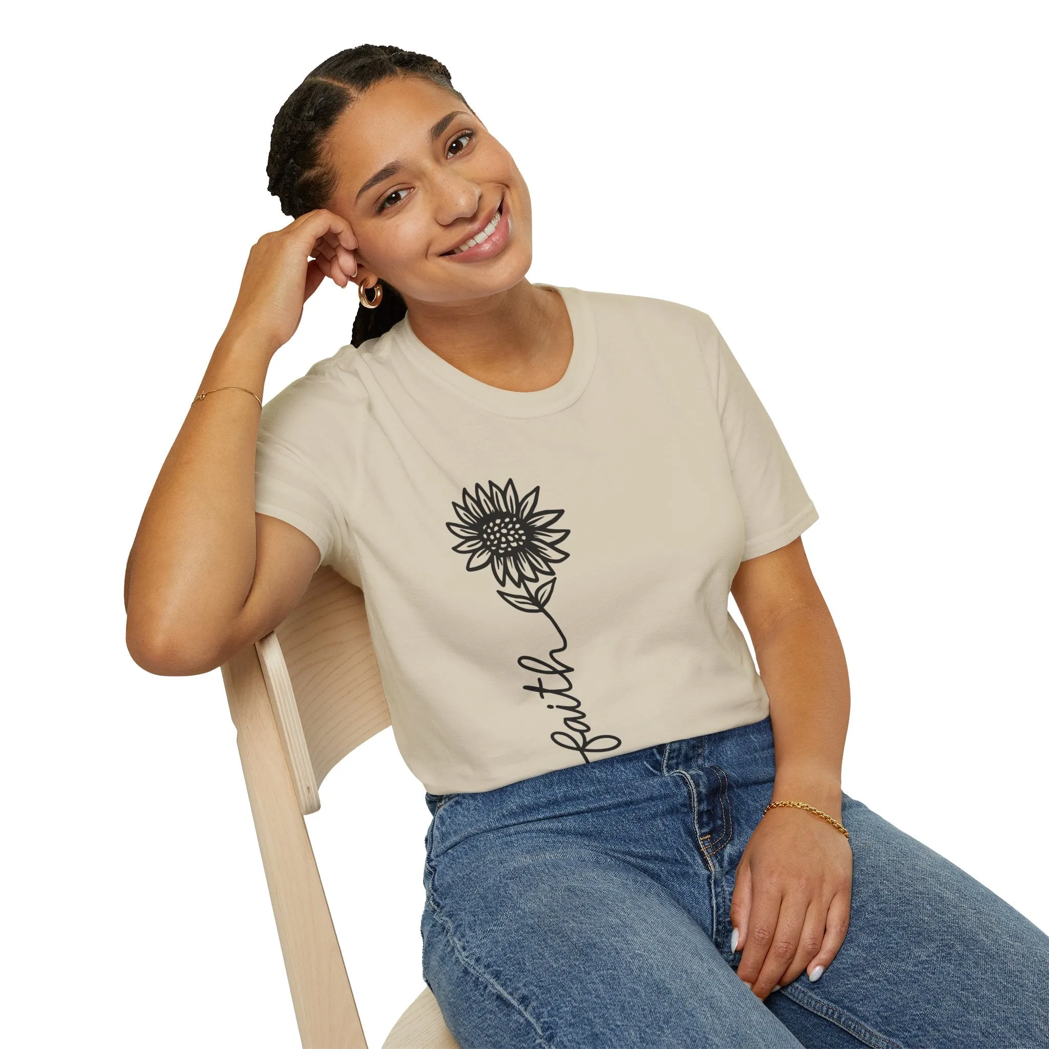Faith-Inspired Unisex Softstyle T-Shirt - Floral Design for Everyday Wear