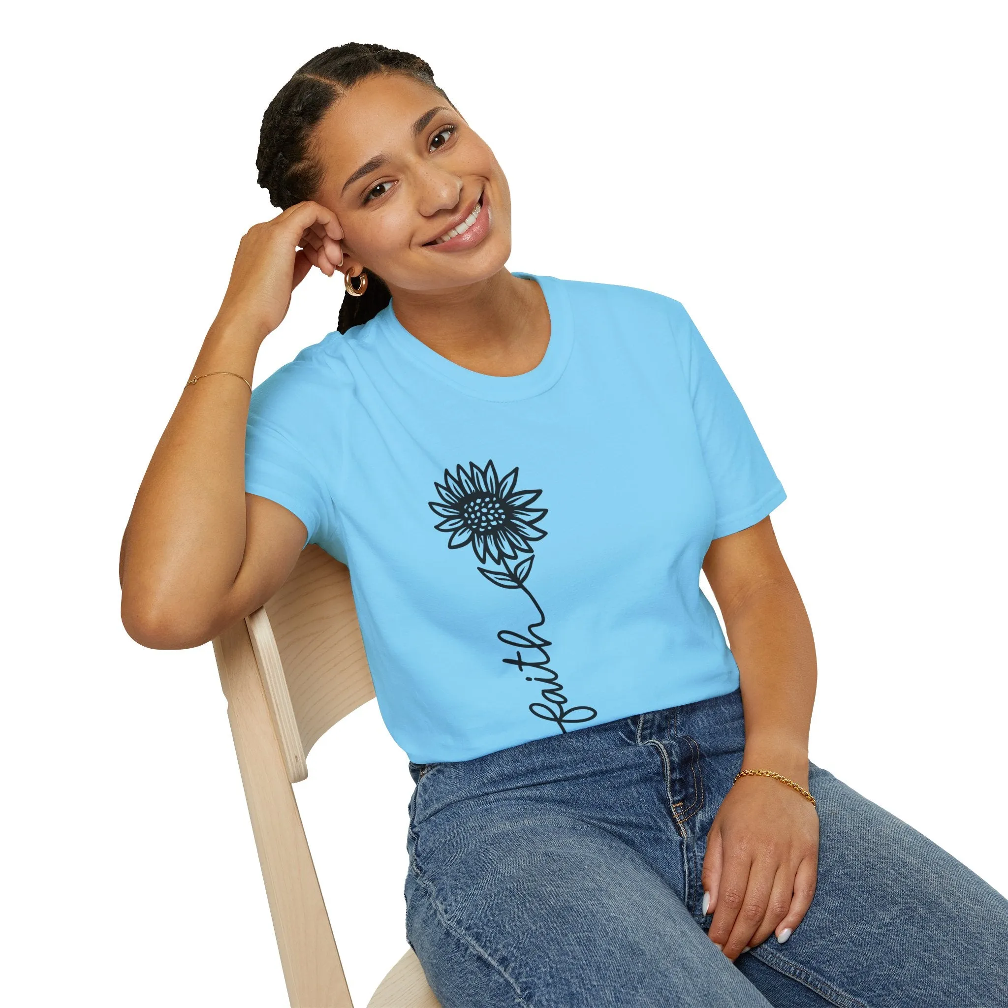 Faith-Inspired Unisex Softstyle T-Shirt - Floral Design for Everyday Wear