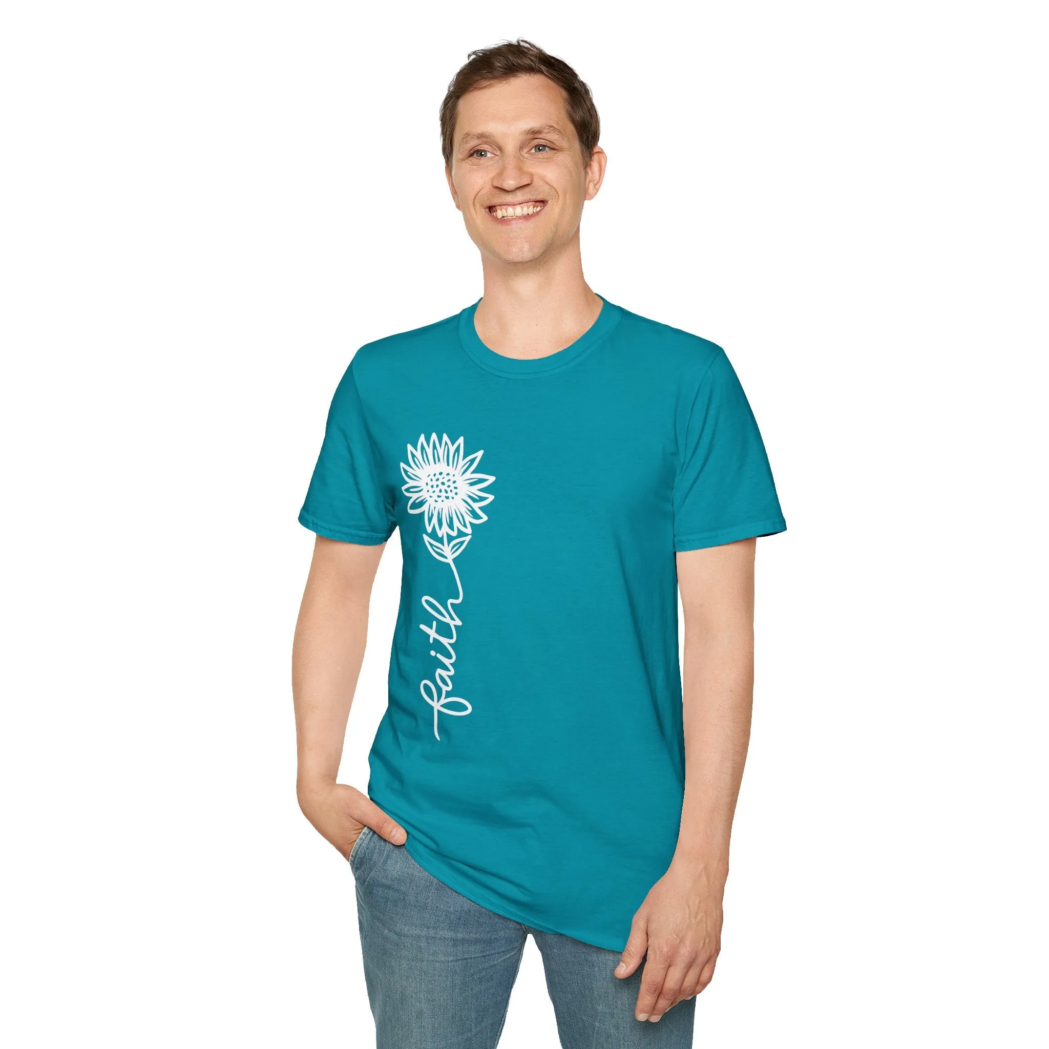 Faith-Inspired Unisex Softstyle T-Shirt - Floral Design for Everyday Wear