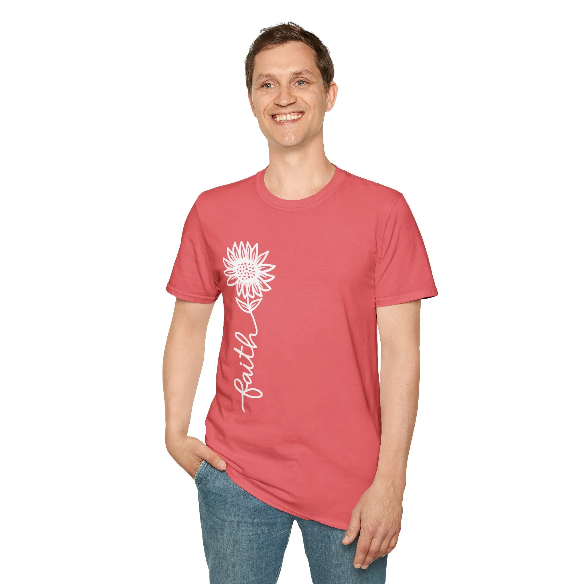 Faith-Inspired Unisex Softstyle T-Shirt - Floral Design for Everyday Wear