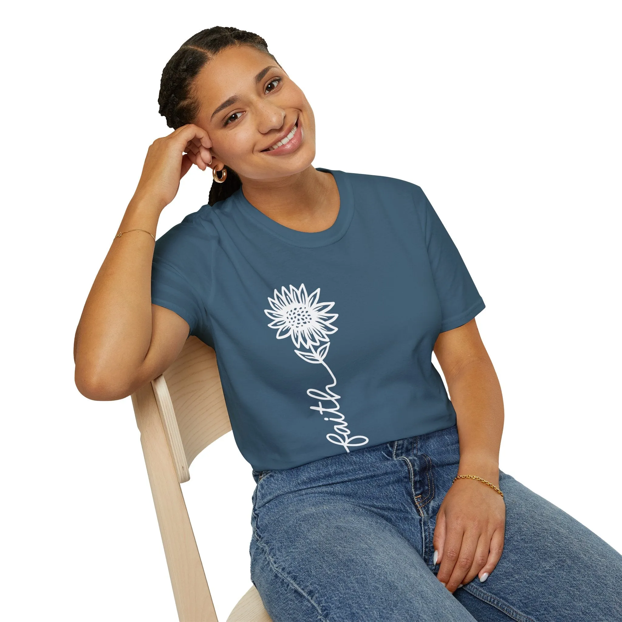 Faith-Inspired Unisex Softstyle T-Shirt - Floral Design for Everyday Wear